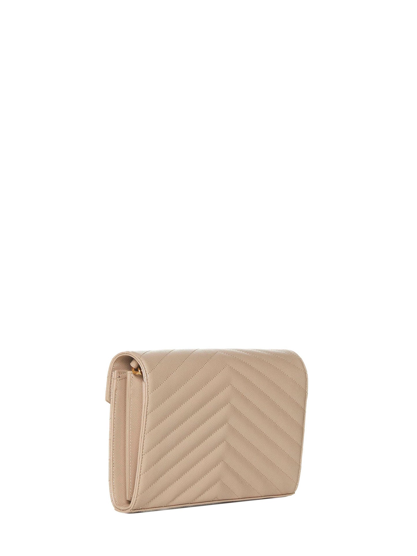 Saint Laurent Women Quilted Leather Clutch With Ysl Logo SAINT LAURENT