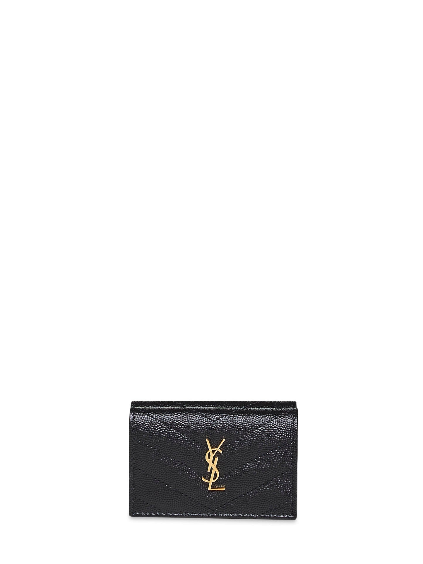 Saint Laurent Women Black Cassandre Origami Tiny Wallet SAINT LAURENT