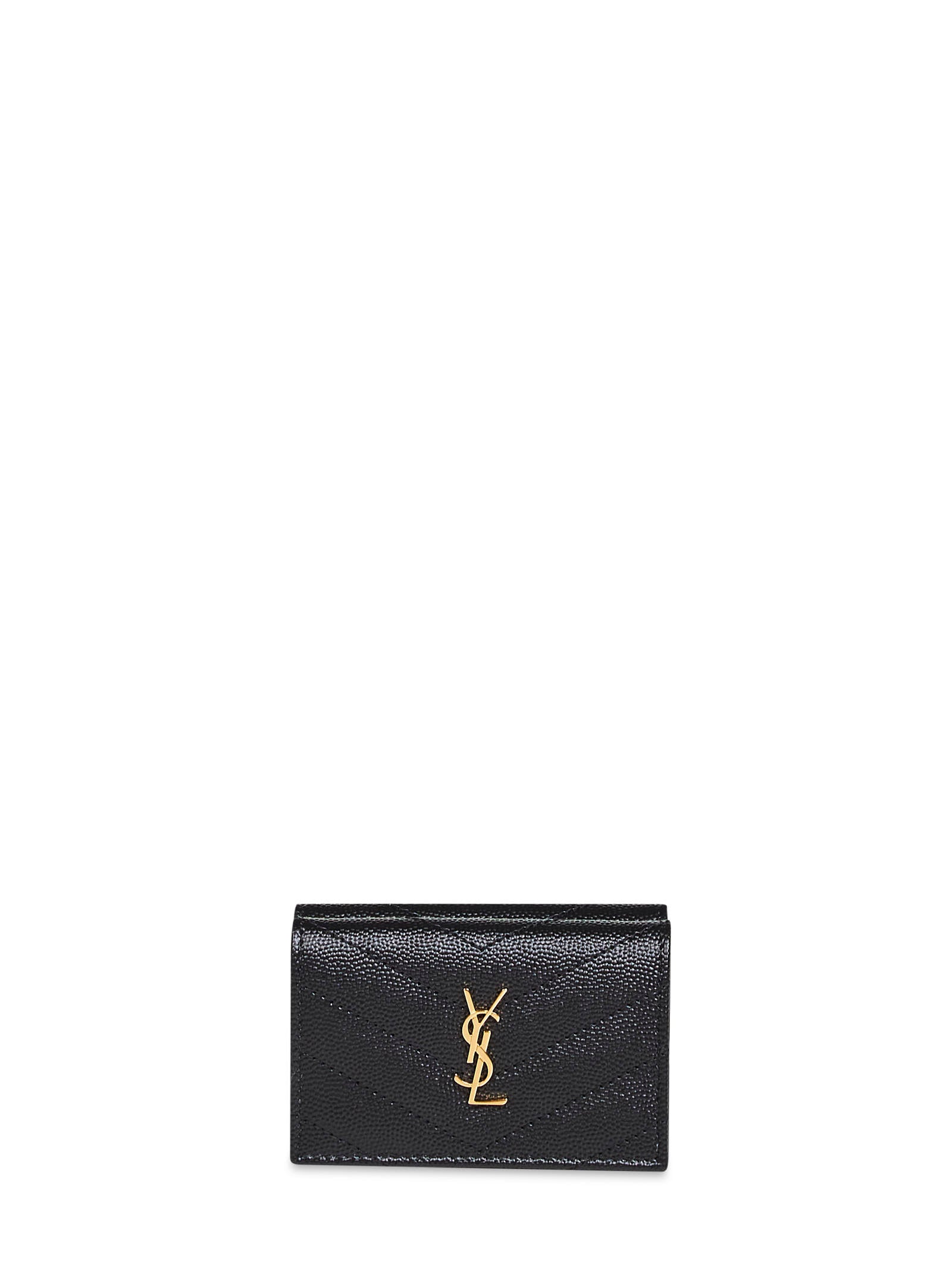 Saint Laurent Women Black Cassandre Origami Tiny Wallet SAINT LAURENT