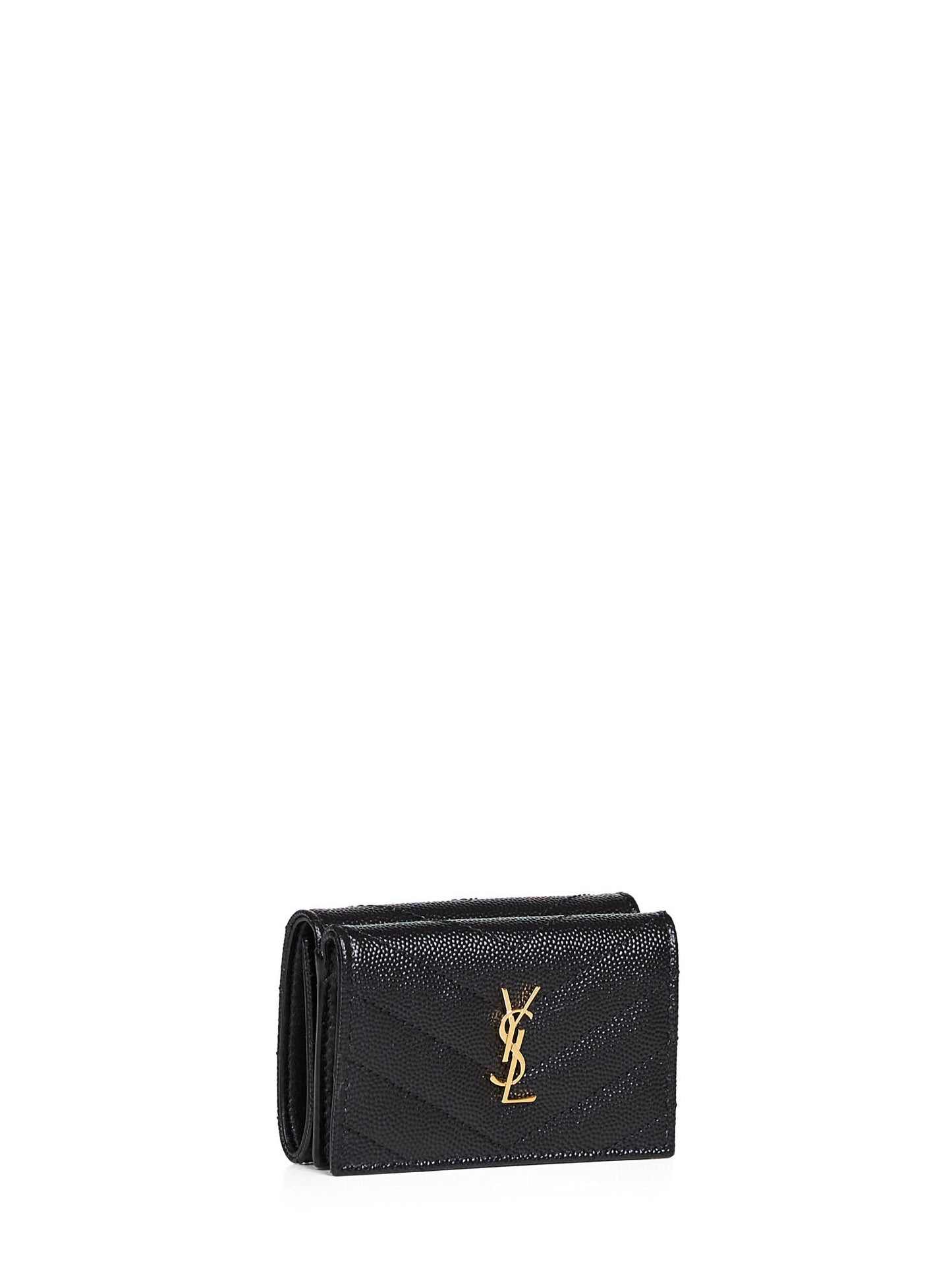 Saint Laurent Women Black Cassandre Origami Tiny Wallet SAINT LAURENT