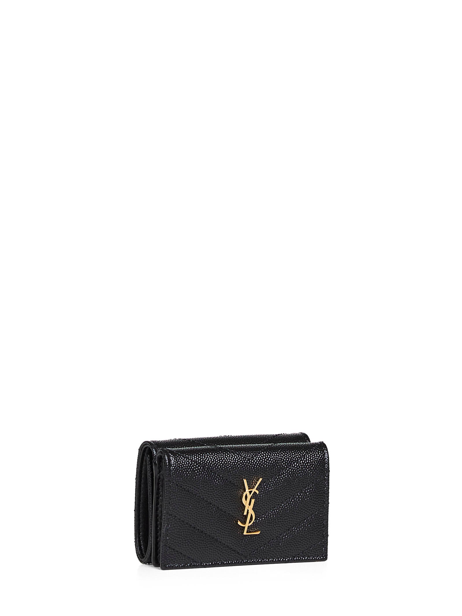 Saint Laurent Women Black Cassandre Origami Tiny Wallet SAINT LAURENT