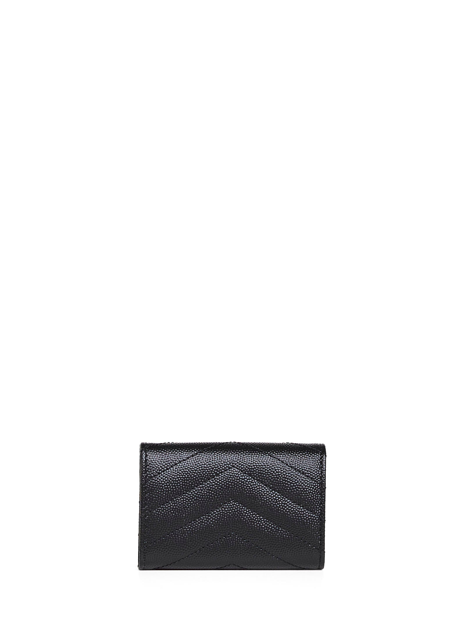 Saint Laurent Women Black Cassandre Origami Tiny Wallet SAINT LAURENT