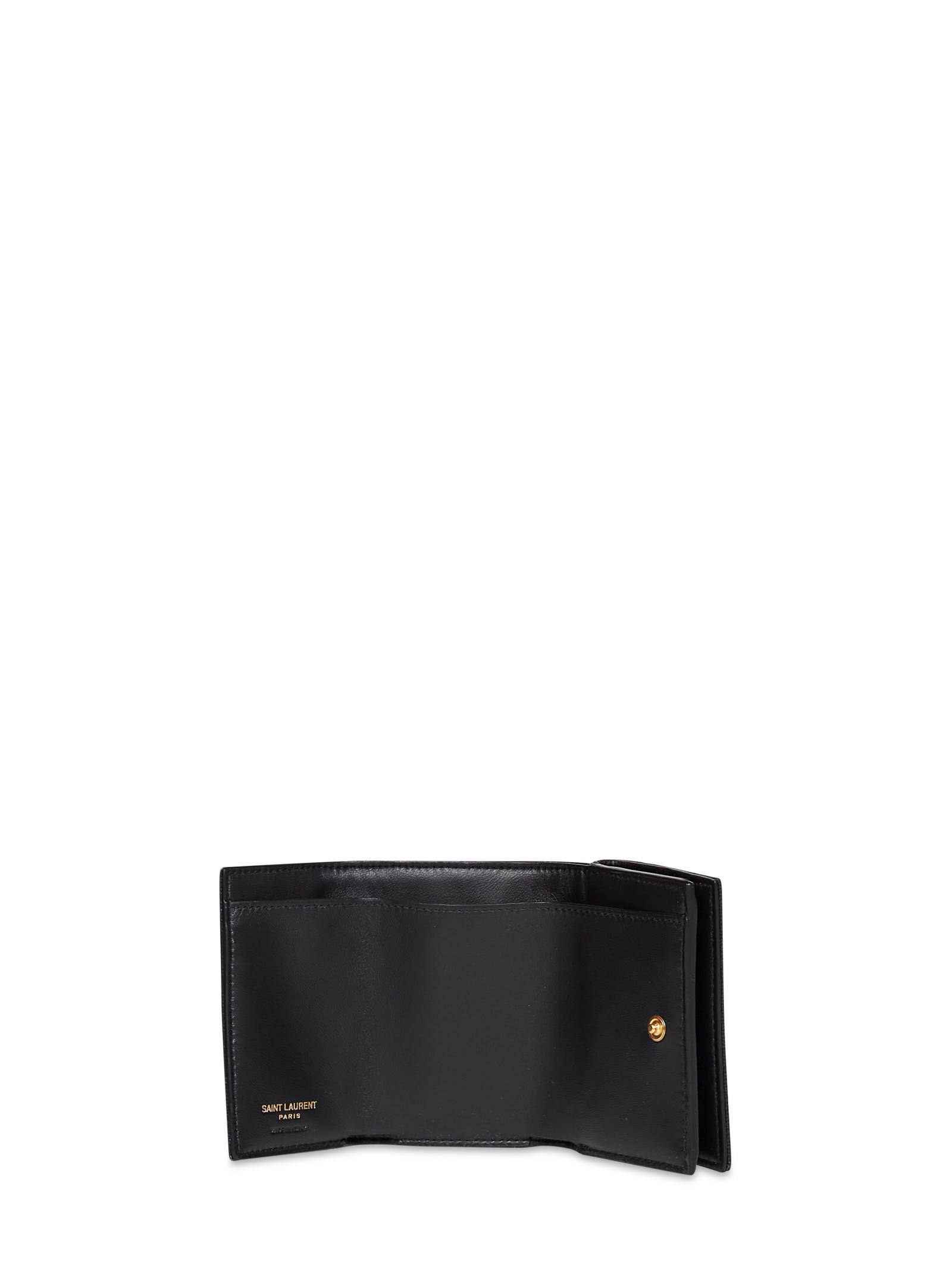 Saint Laurent Women Black Cassandre Origami Tiny Wallet SAINT LAURENT