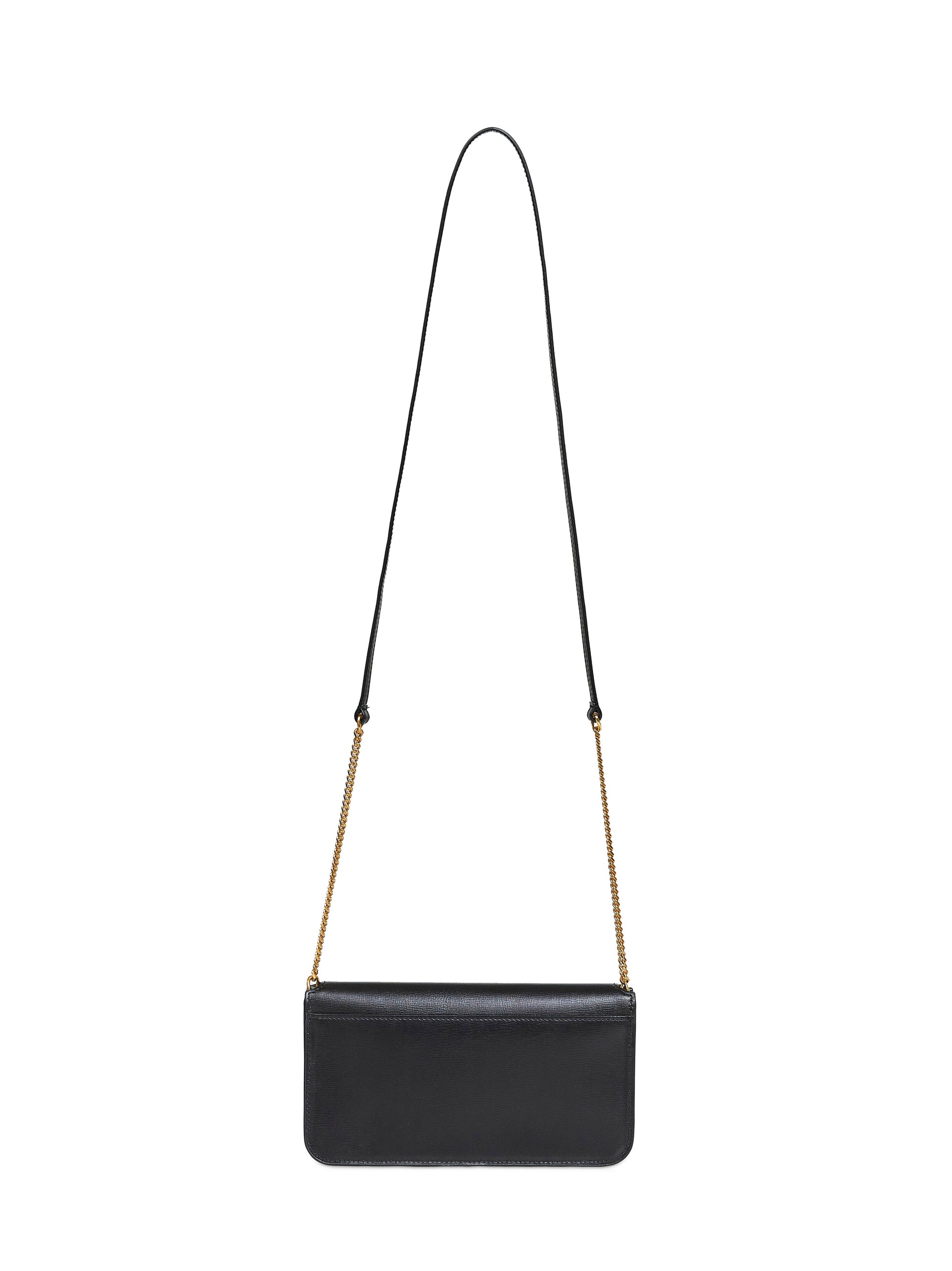 Saint Laurent Women Black Cassandre Phone Holder With Shoulder Strap SAINT LAURENT