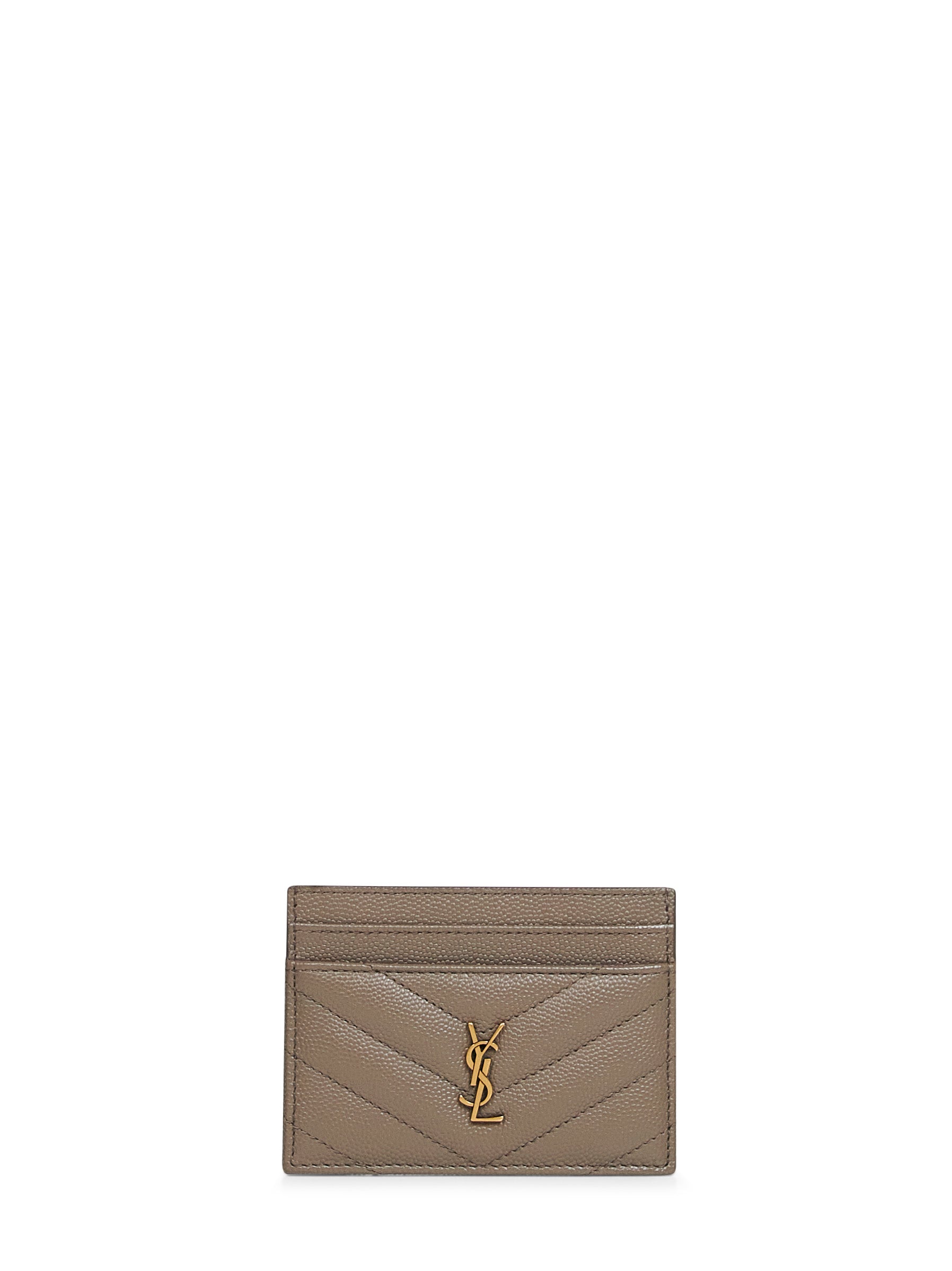 Saint Laurent Women Light Taupe Cassandre Card Holder SAINT LAURENT
