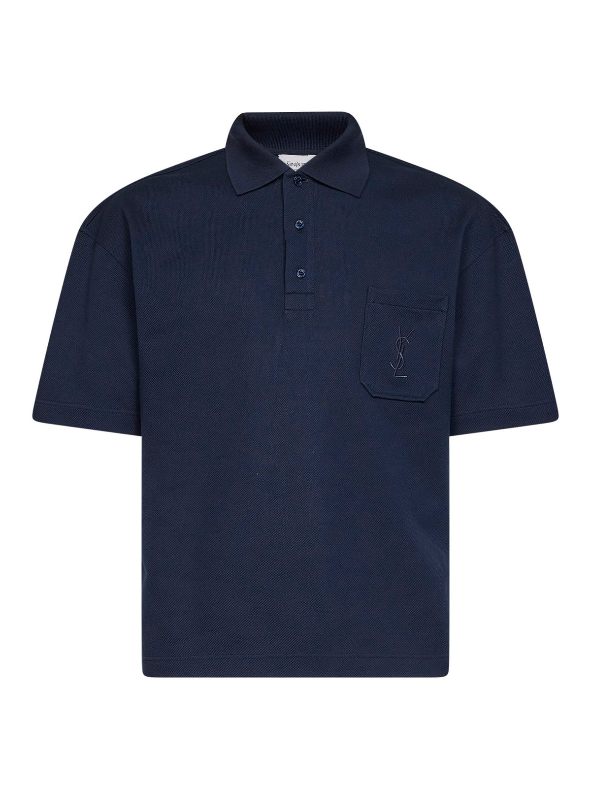 Saint Laurent Men Blue Cotton Piqué Cassandre Polo Shirt SAINT LAURENT