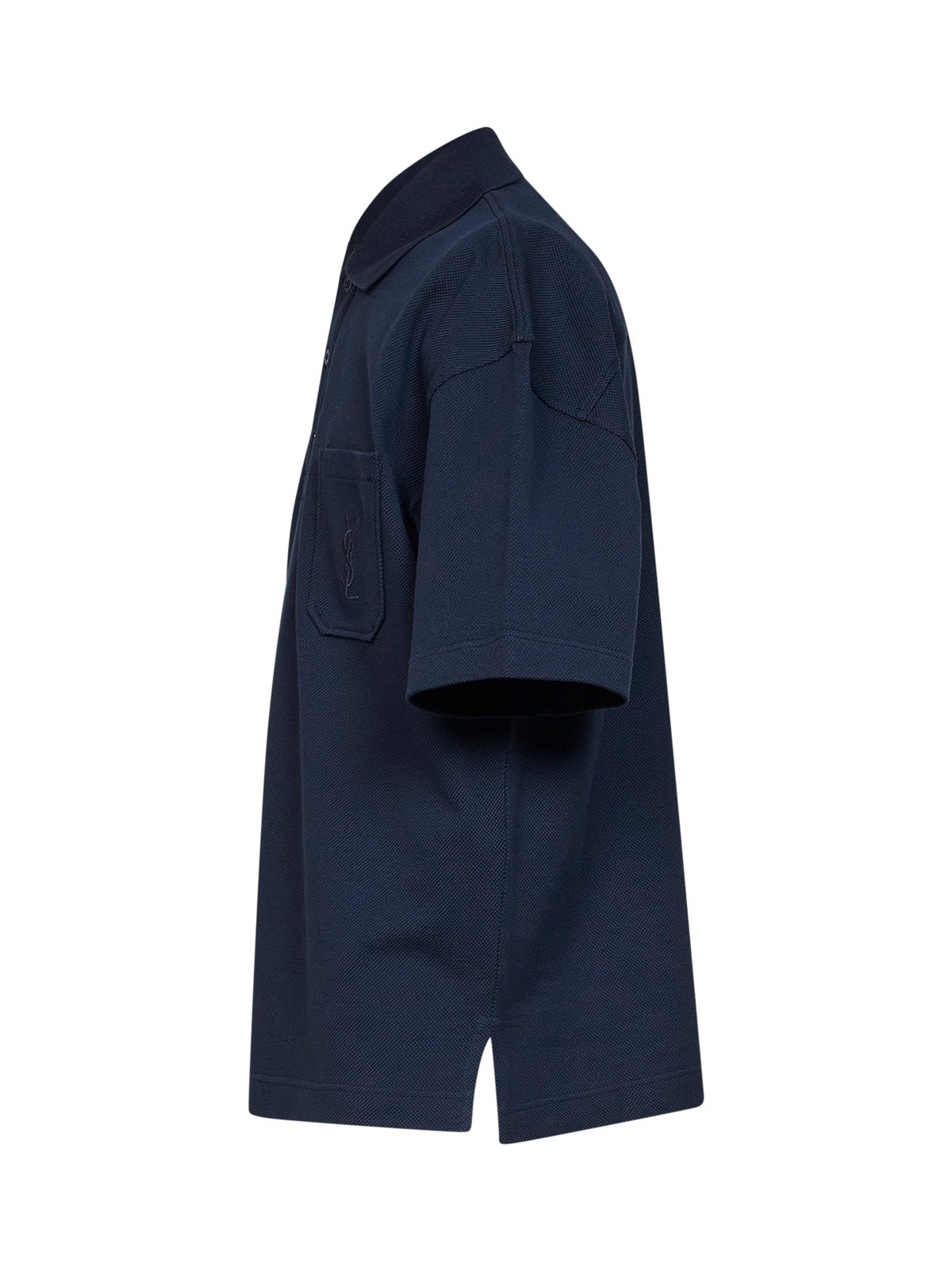 Saint Laurent Men Blue Cotton Piqué Cassandre Polo Shirt SAINT LAURENT
