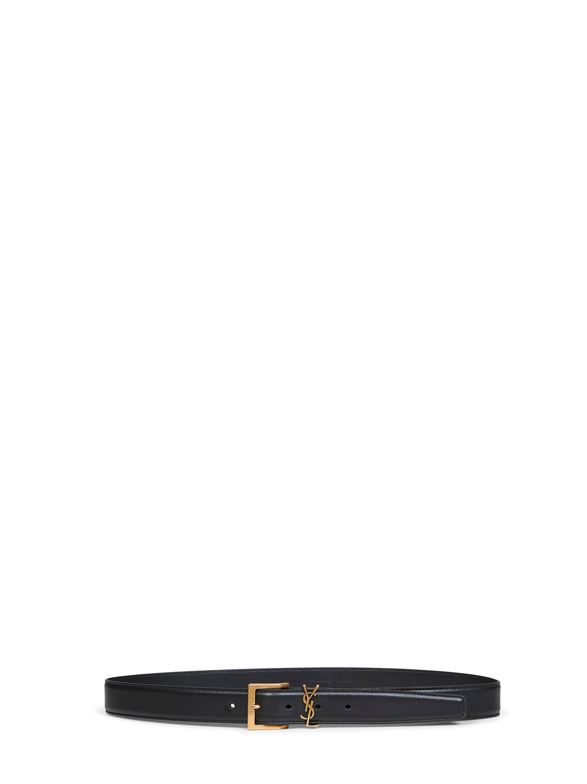 Saint Laurent Men Black Smooth Leather Cassandre Vadim Belt SAINT LAURENT