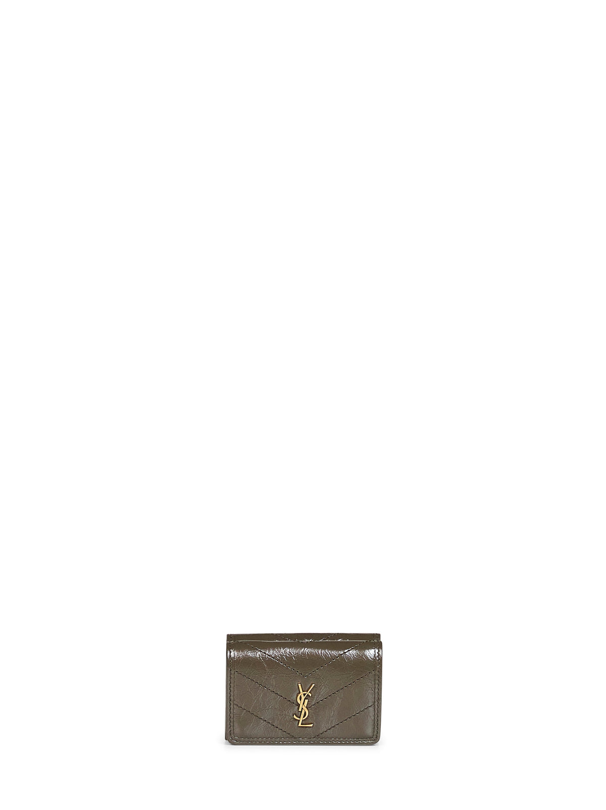 Saint Laurent Women Green Niki Slim Tri-Fold Calf Leather Wallet <Br/> SAINT LAURENT