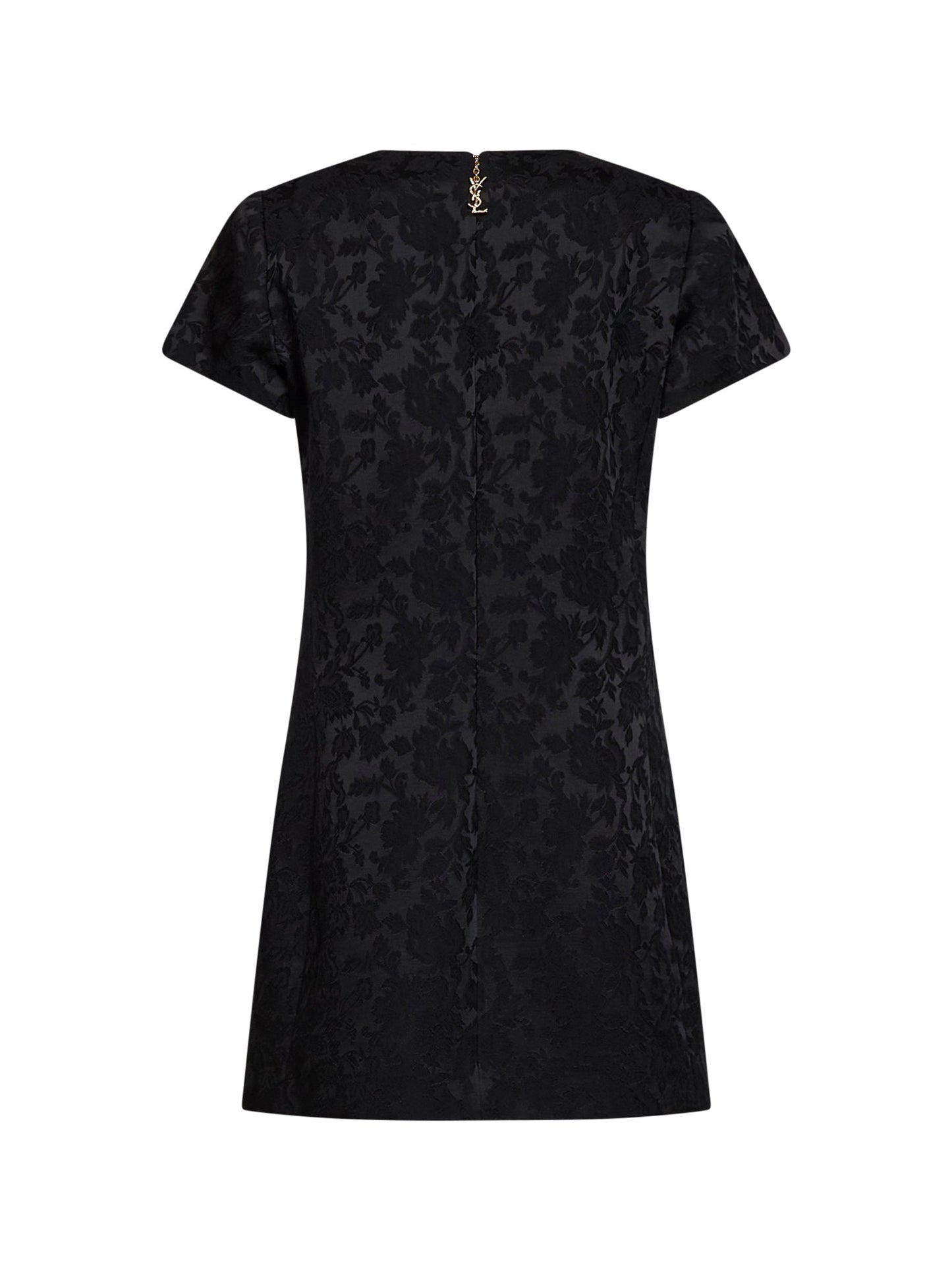 Saint Laurent Women Black Floral Jacquard Satin Mini Dress SAINT LAURENT