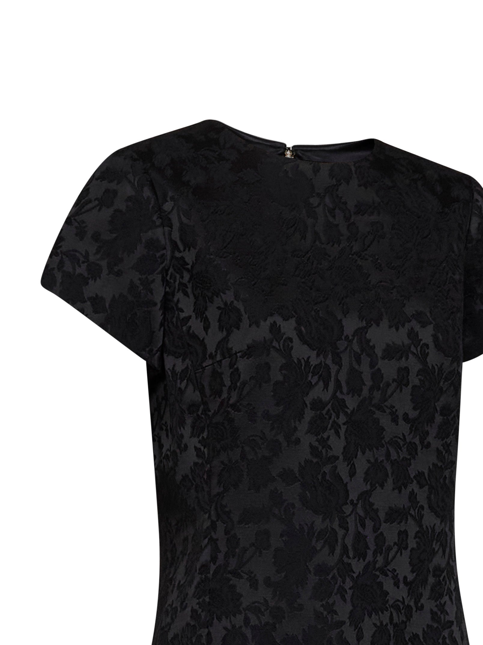 Saint Laurent Women Black Floral Jacquard Satin Mini Dress SAINT LAURENT
