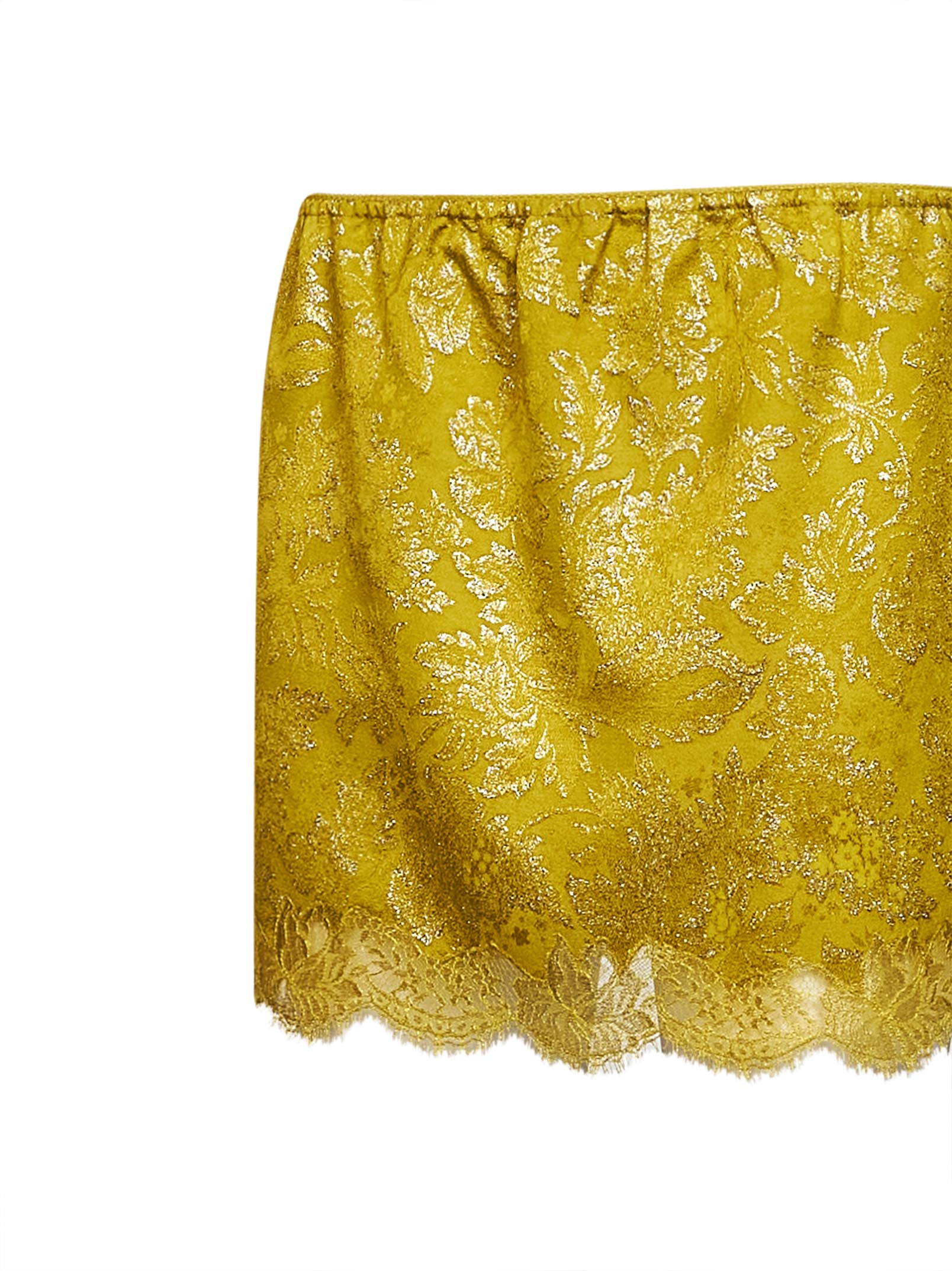 Saint Laurent Women Yellow Jacquard And Lace Baroque Mini Skirt SAINT LAURENT
