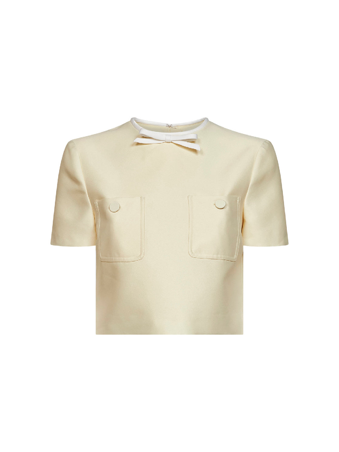 Self Portrait Women Yellow Taffeta Cropped Top With Bow Detail SELF-PORTRAIT