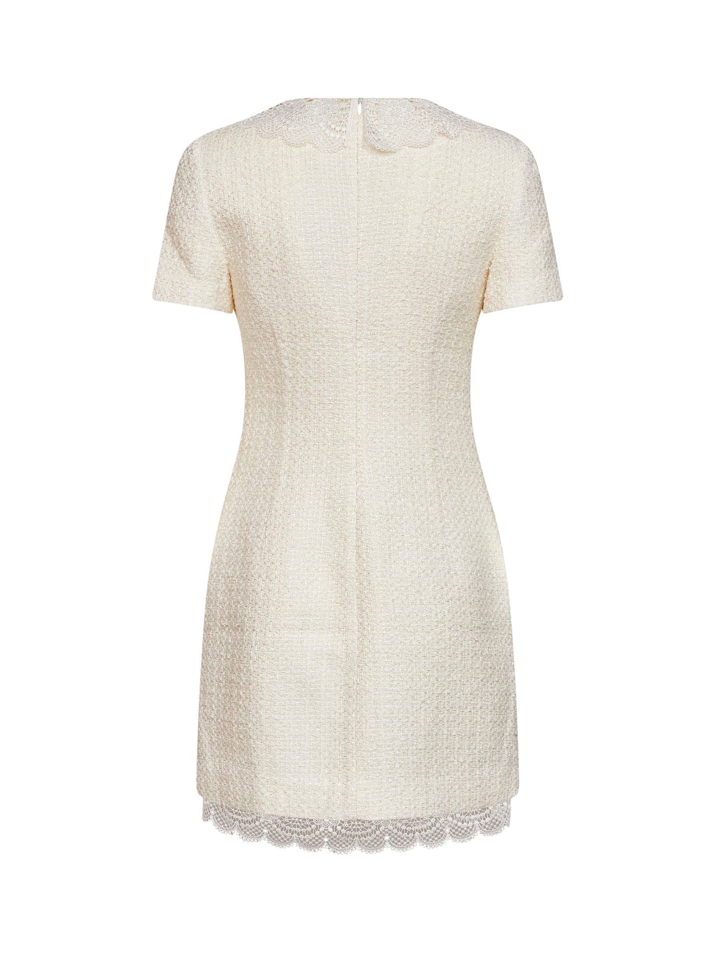 Self Portrait Women Cream Bouclé Tailored Minidress With Lace Inserts SELF-PORTRAIT