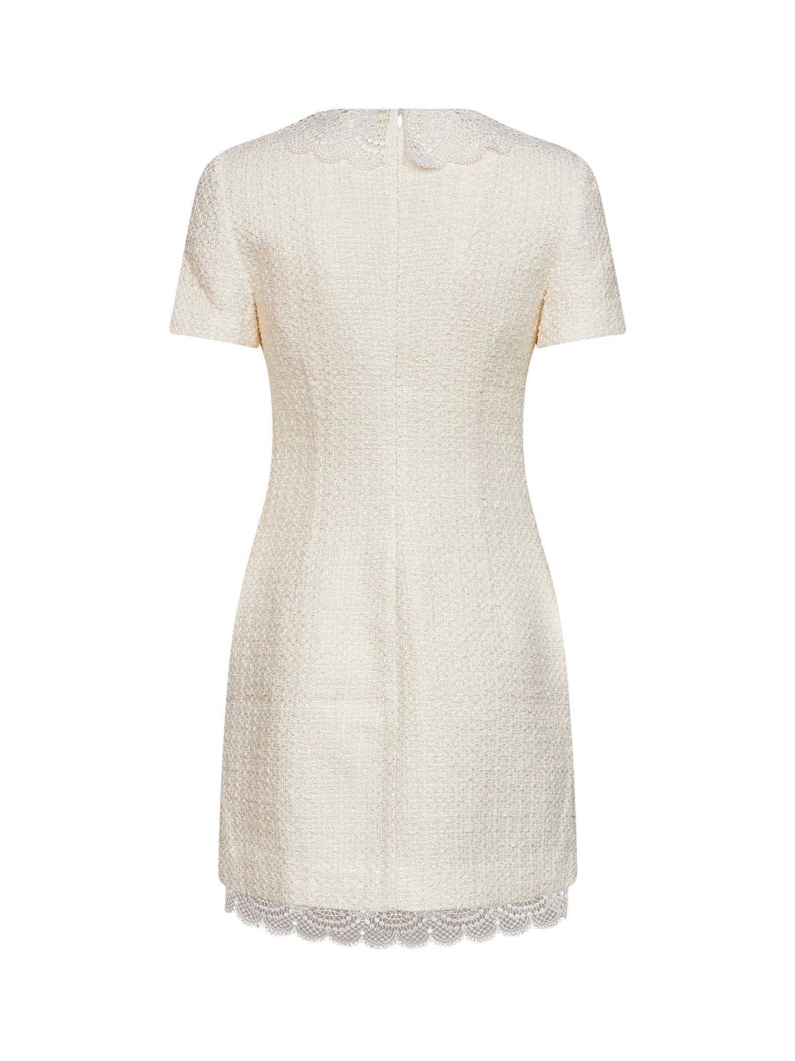 Self Portrait Women Cream Bouclé Tailored Minidress With Lace Inserts SELF-PORTRAIT