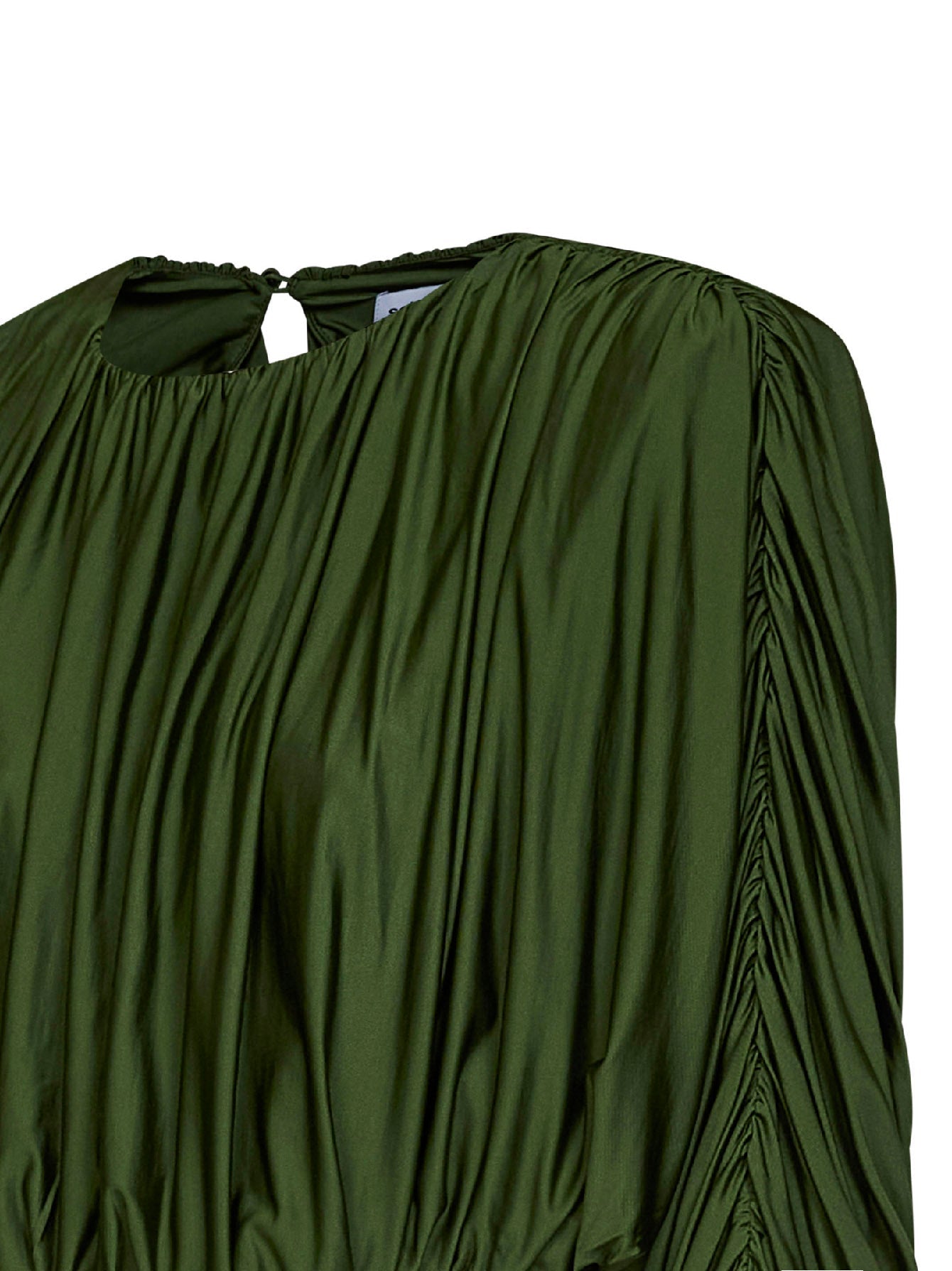 Self Portrait Women Olive Jersey Gathered Cropped Top SELF-PORTRAIT