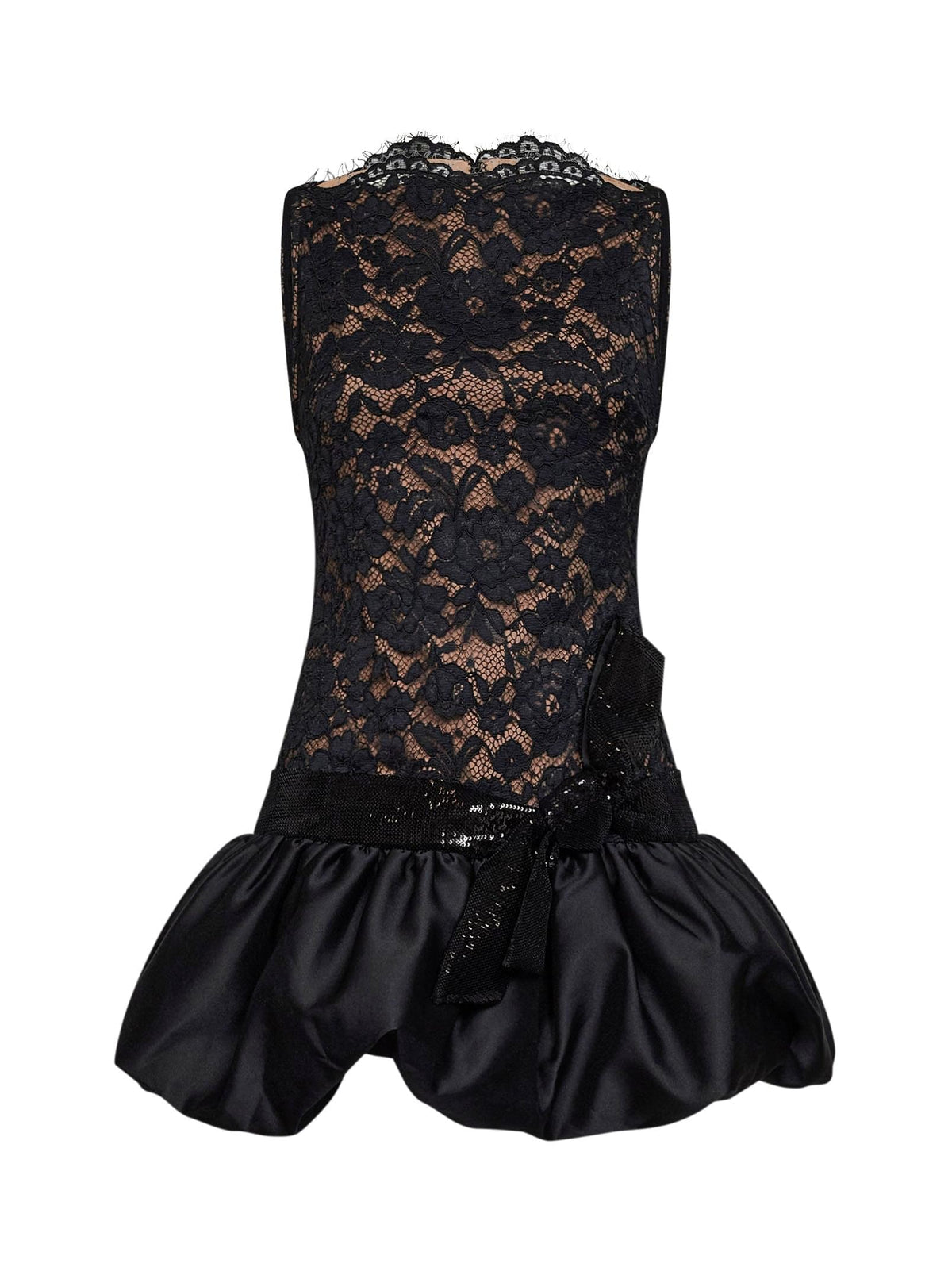 Self Portrait Women Black Lace Mini Dress With Bubble Hem SELF-PORTRAIT