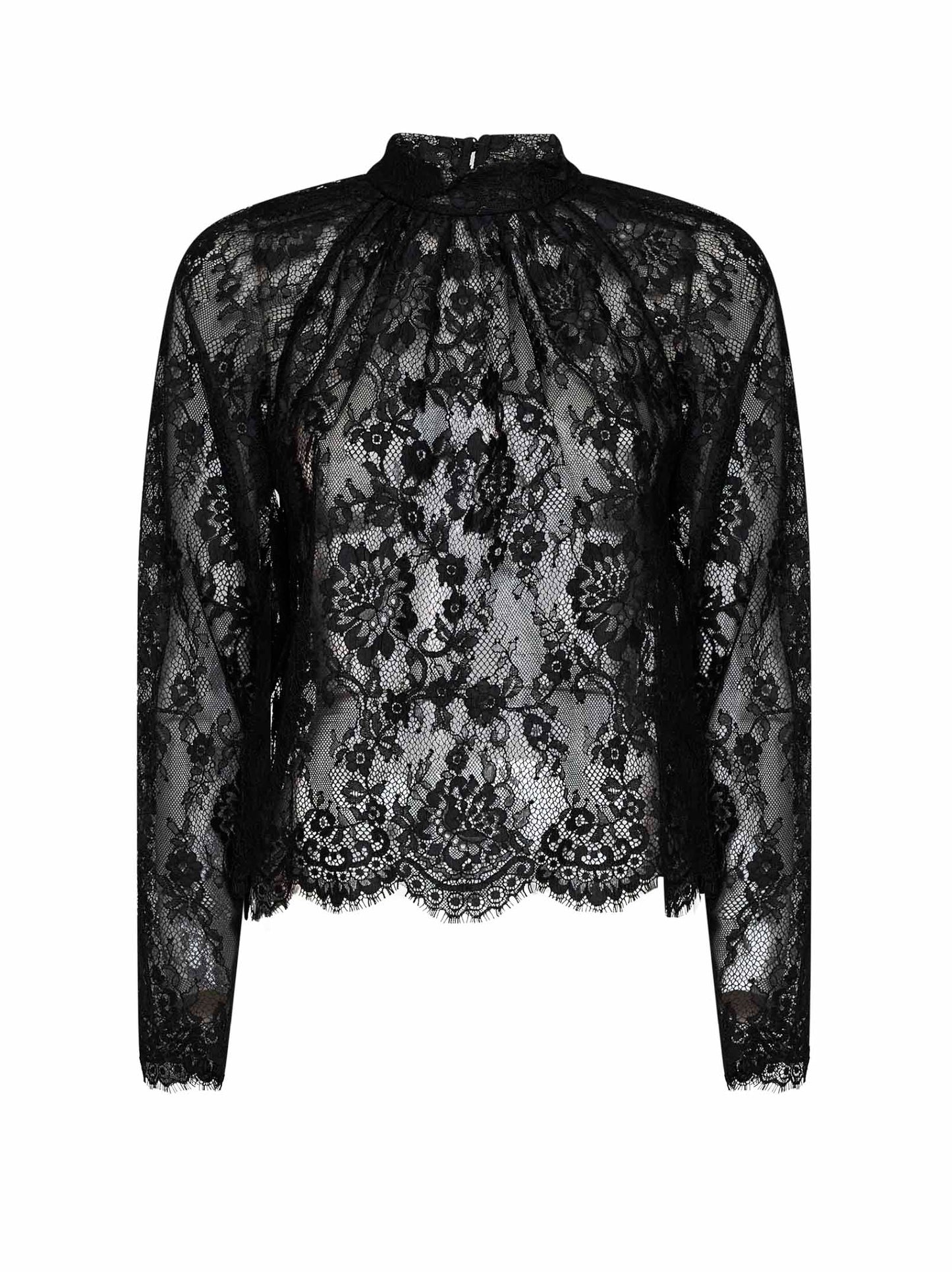 Self Portrait Women Black Lace Long-Sleeved Blouse SELF-PORTRAIT