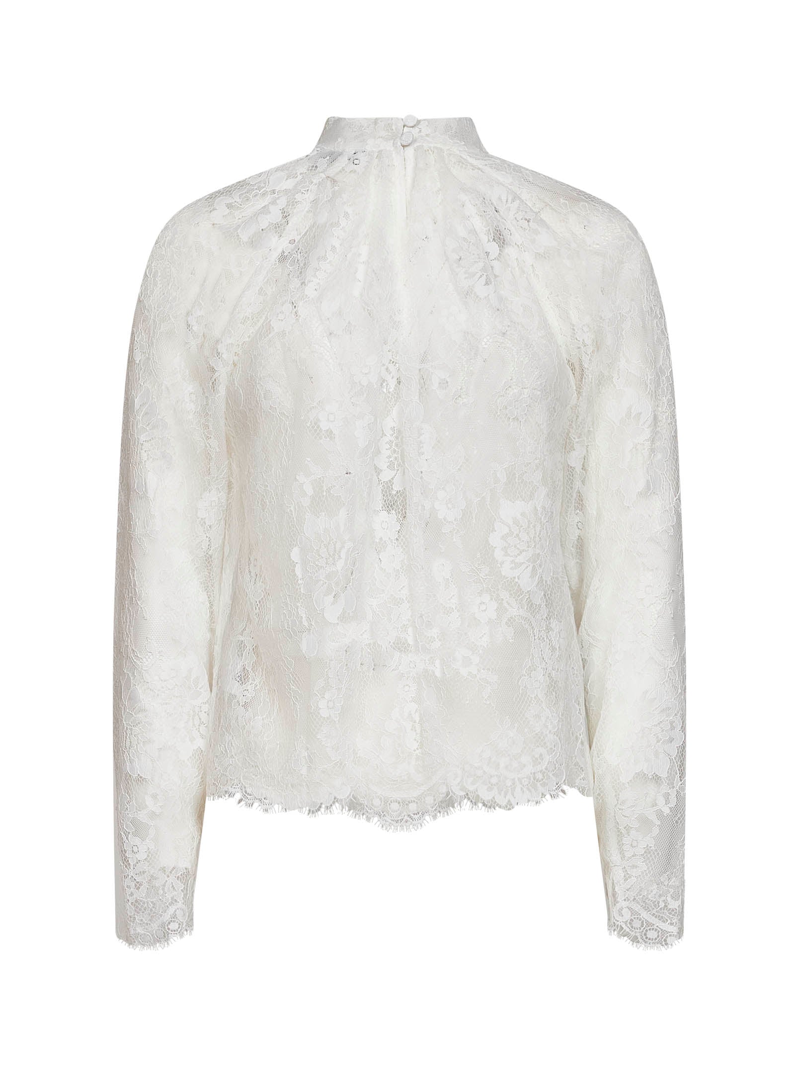 Self Portrait Women White Lace Long-Sleeved Blouse SELF-PORTRAIT
