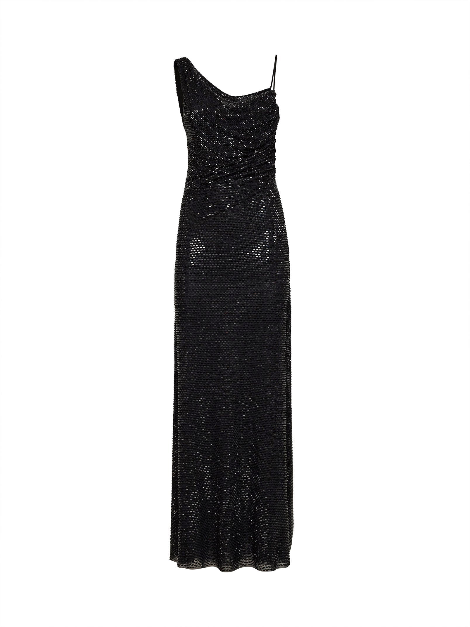 Self Portrait Women Black Rhinestone-Embellished Tulle Draped Maxi Dress SELF-PORTRAIT