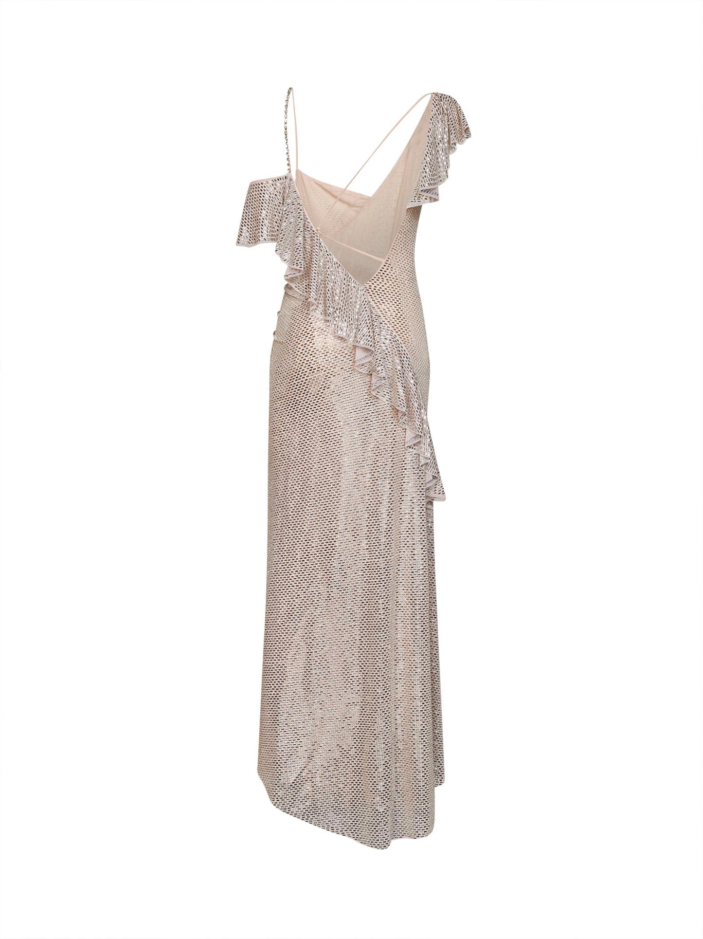 Self Portrait Women Champagne Rhinestone-Embellished Tulle Draped Maxi Dress SELF-PORTRAIT