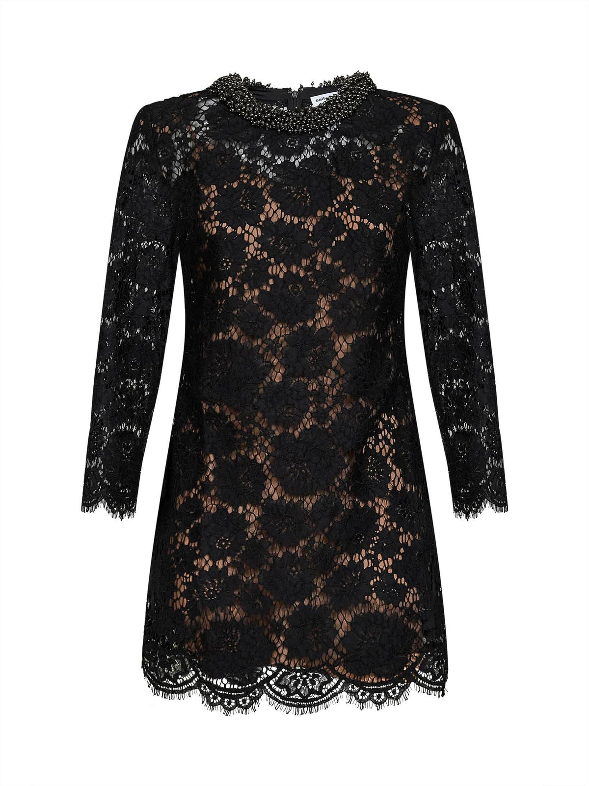 Self Portrait Women Black Lace Long-Sleeved Mini Dress SELF-PORTRAIT