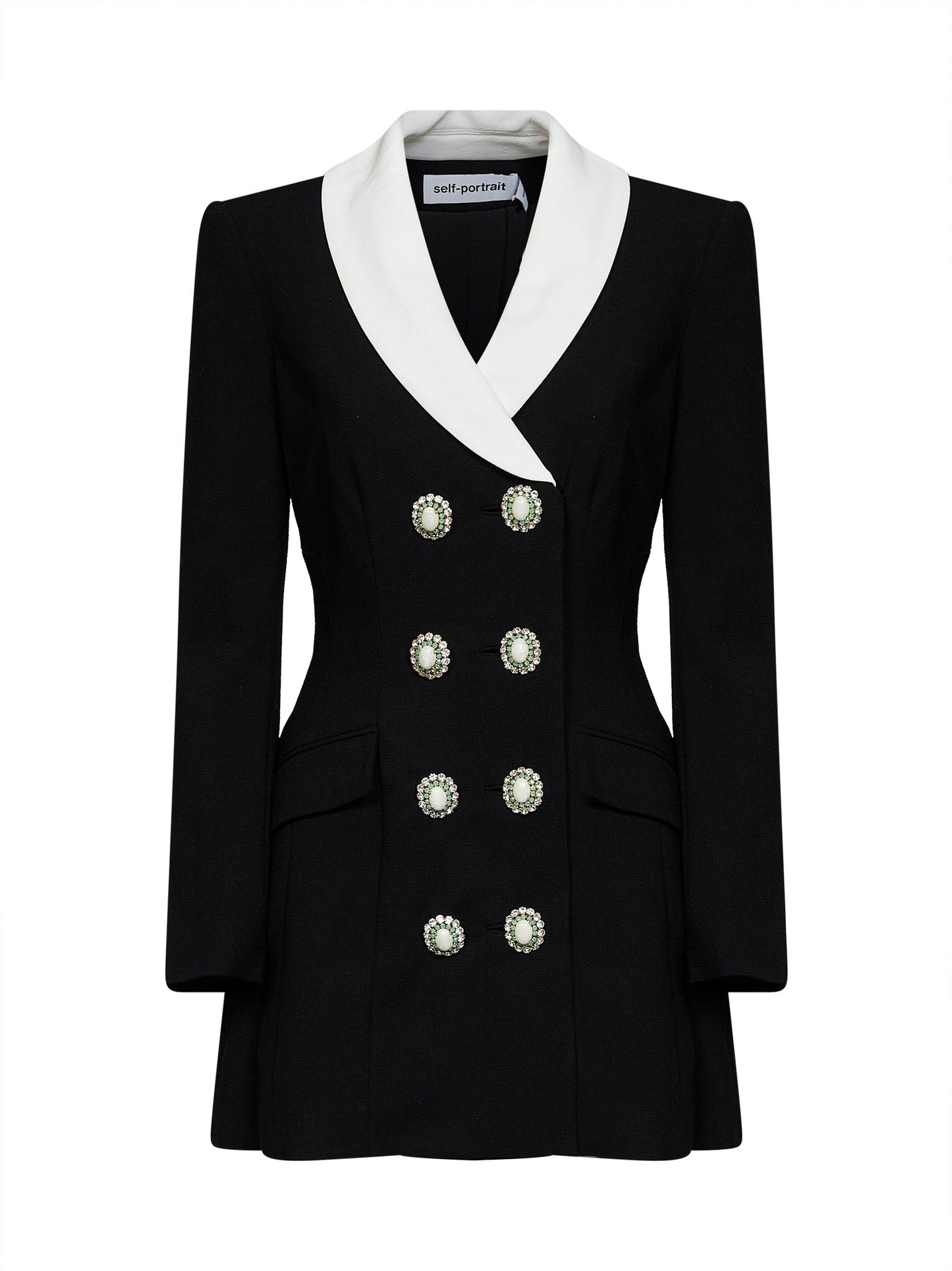 Self Portrait Women Black Wool Tailored Blazer-Style Mini Dress SELF-PORTRAIT