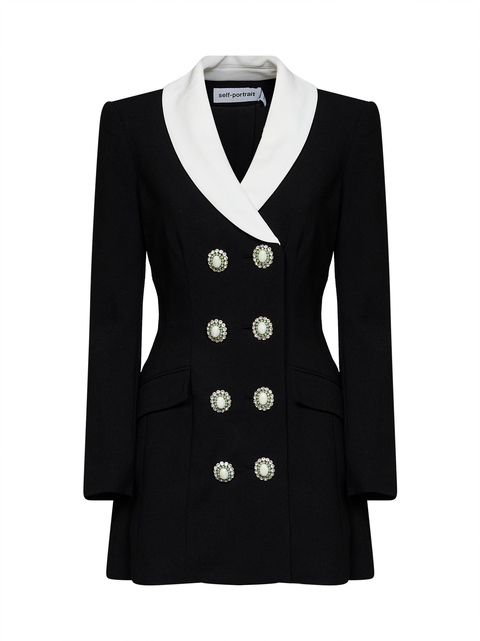 Self Portrait Women Black Wool Tailored Blazer-Style Mini Dress SELF-PORTRAIT