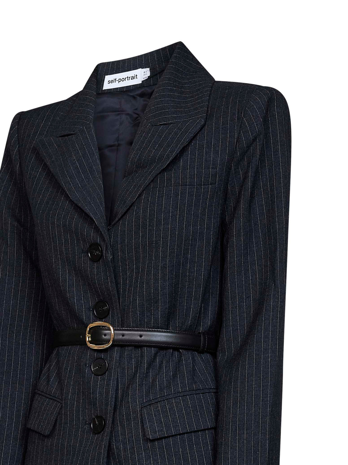 Self Portrait Women Grey Tailored Dress With Pinstriped Blazer And Satin Skirt SELF-PORTRAIT
