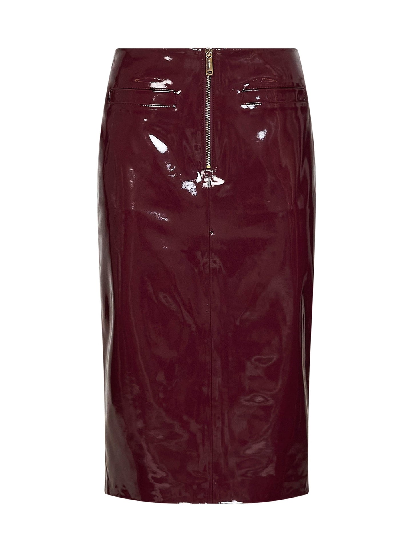 Self Portrait Women Purple Glossy Faux Leather Midi Skirt SELF-PORTRAIT