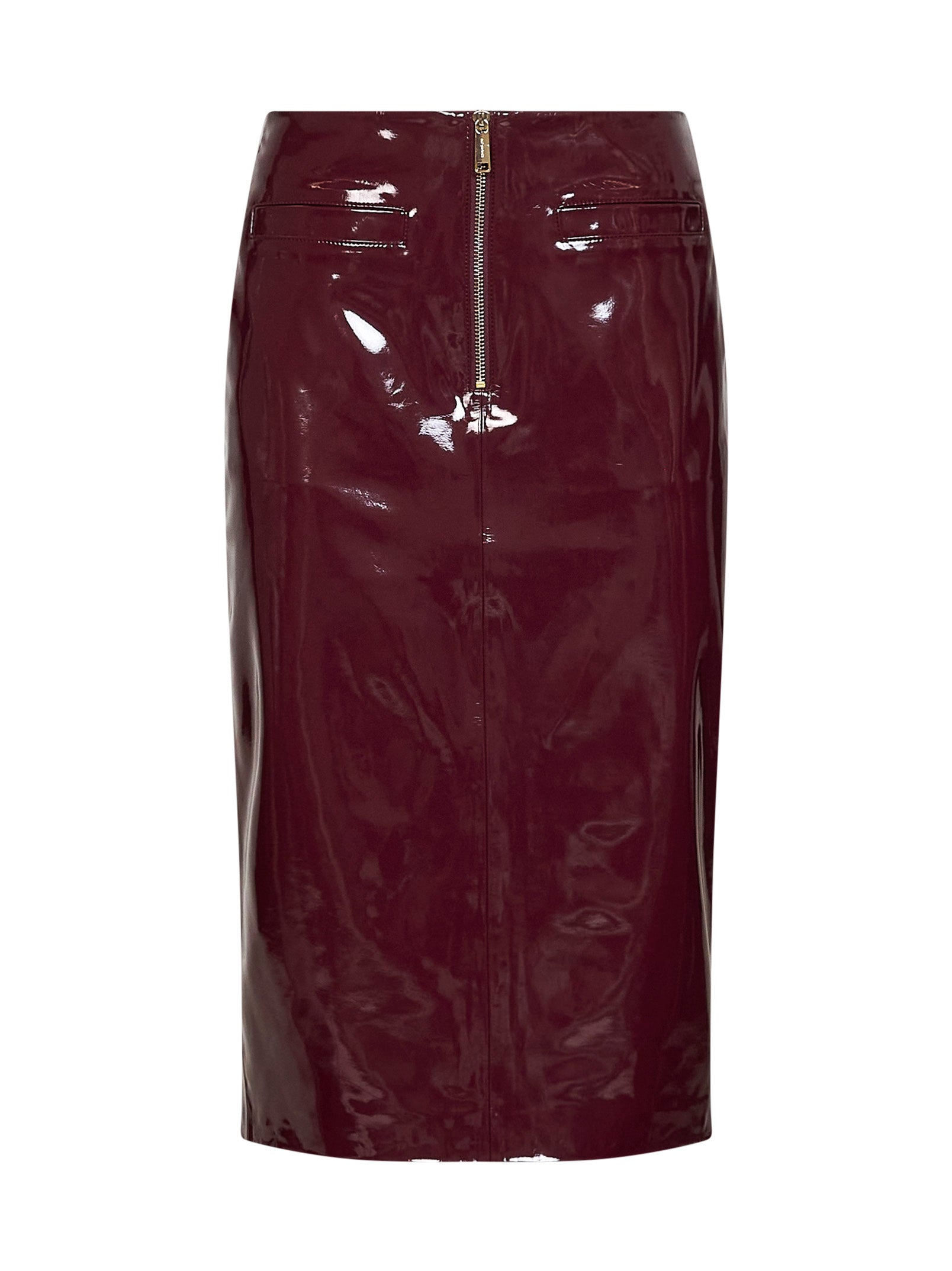 Self Portrait Women Purple Glossy Faux Leather Midi Skirt SELF-PORTRAIT