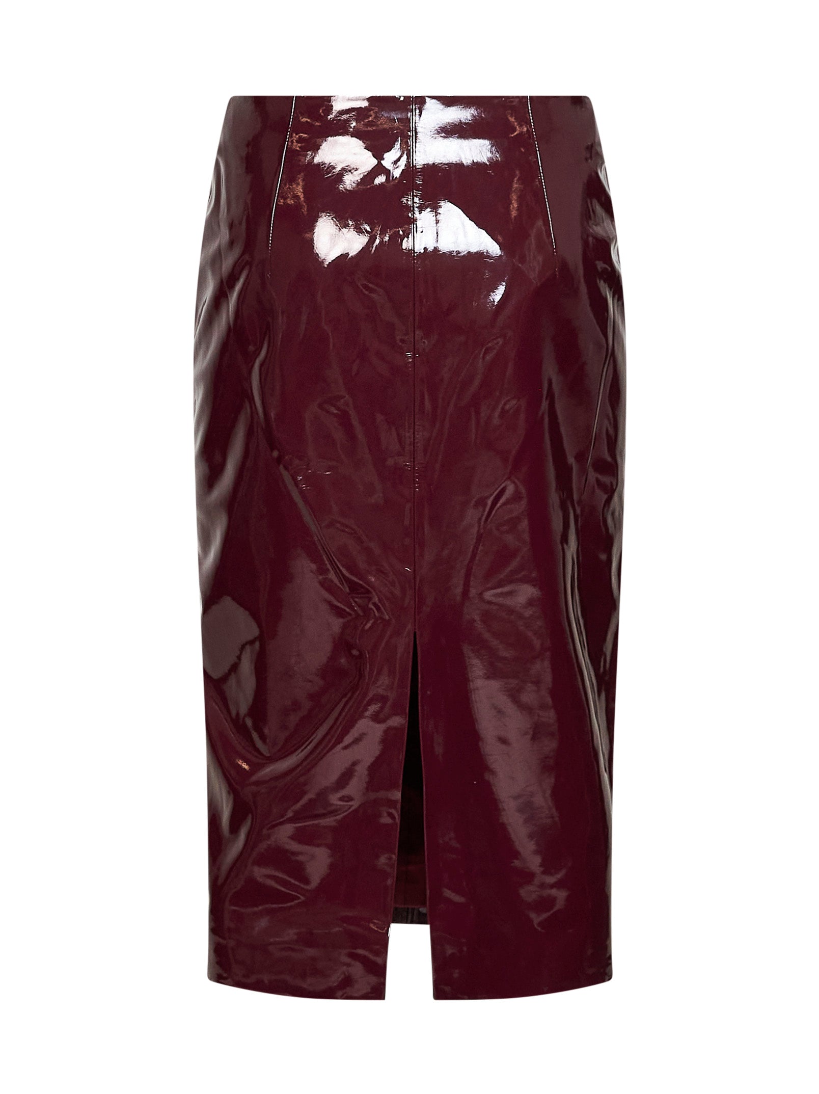 Self Portrait Women Purple Glossy Faux Leather Midi Skirt SELF-PORTRAIT
