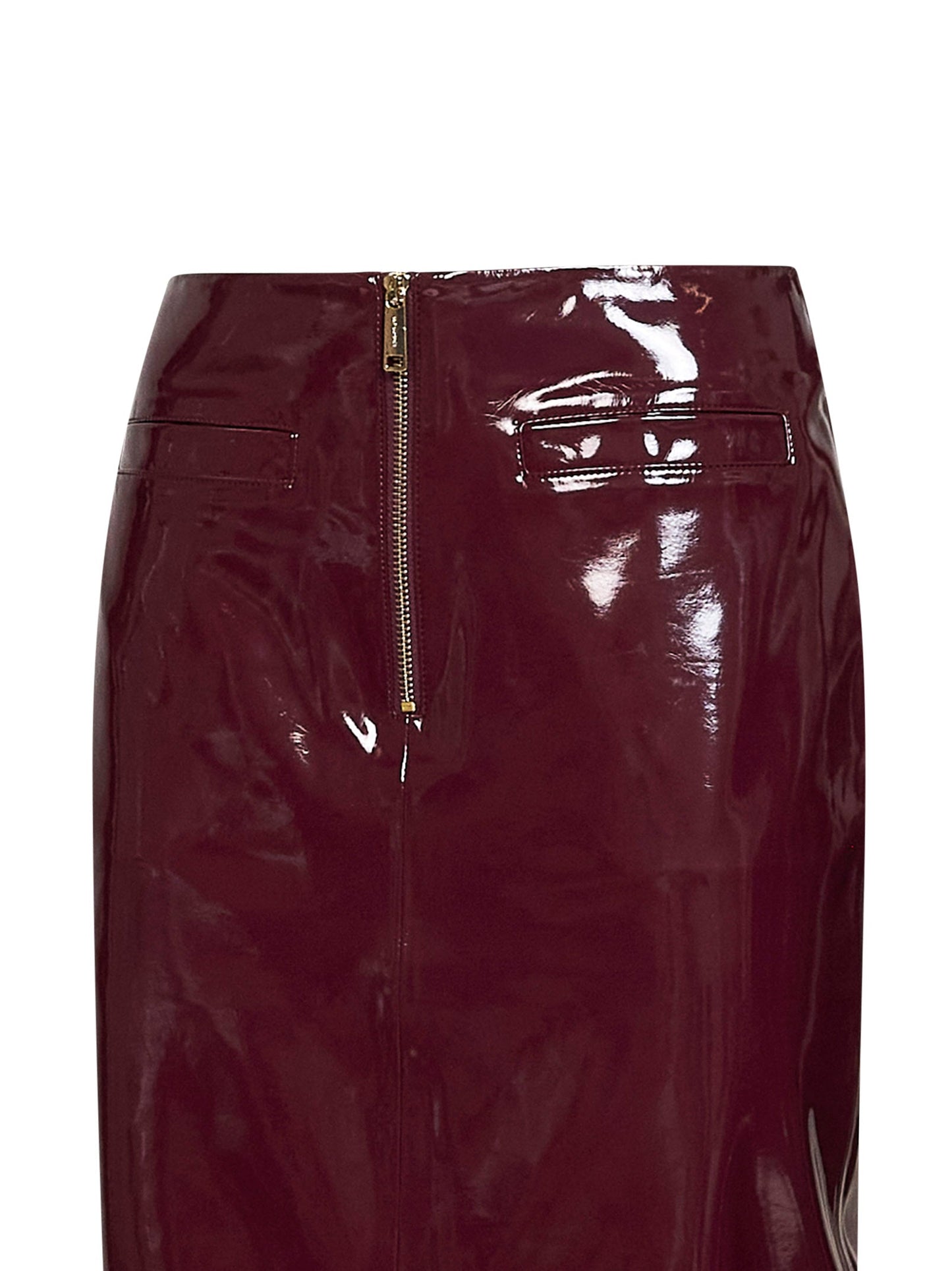 Self Portrait Women Purple Glossy Faux Leather Midi Skirt SELF-PORTRAIT