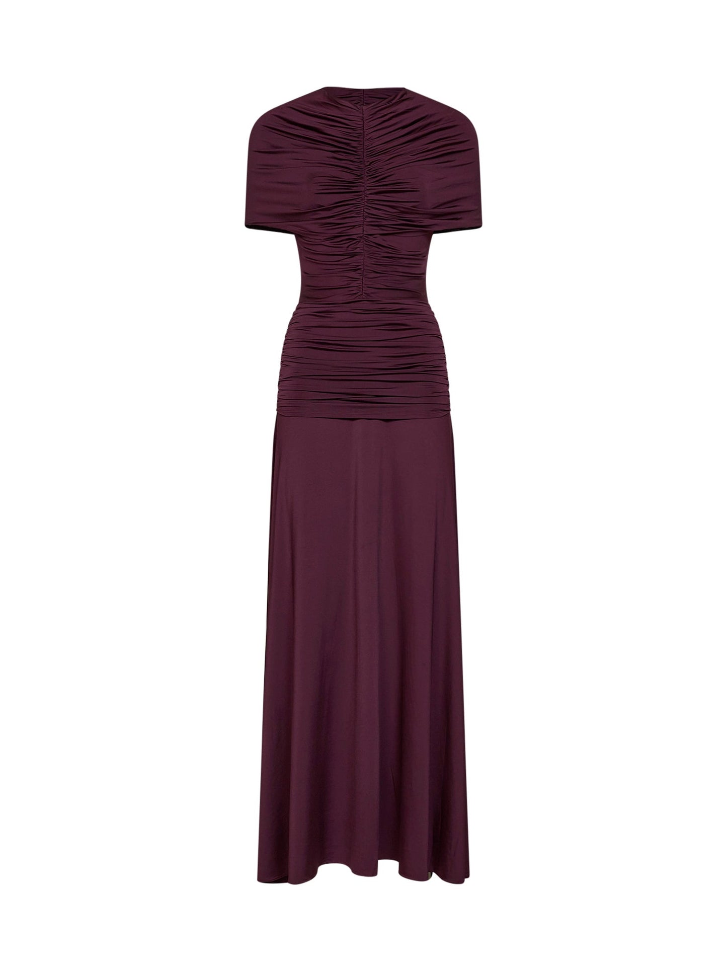 Self Portrait Women Burgundy Jersey Gathered Maxi Dress SELF-PORTRAIT
