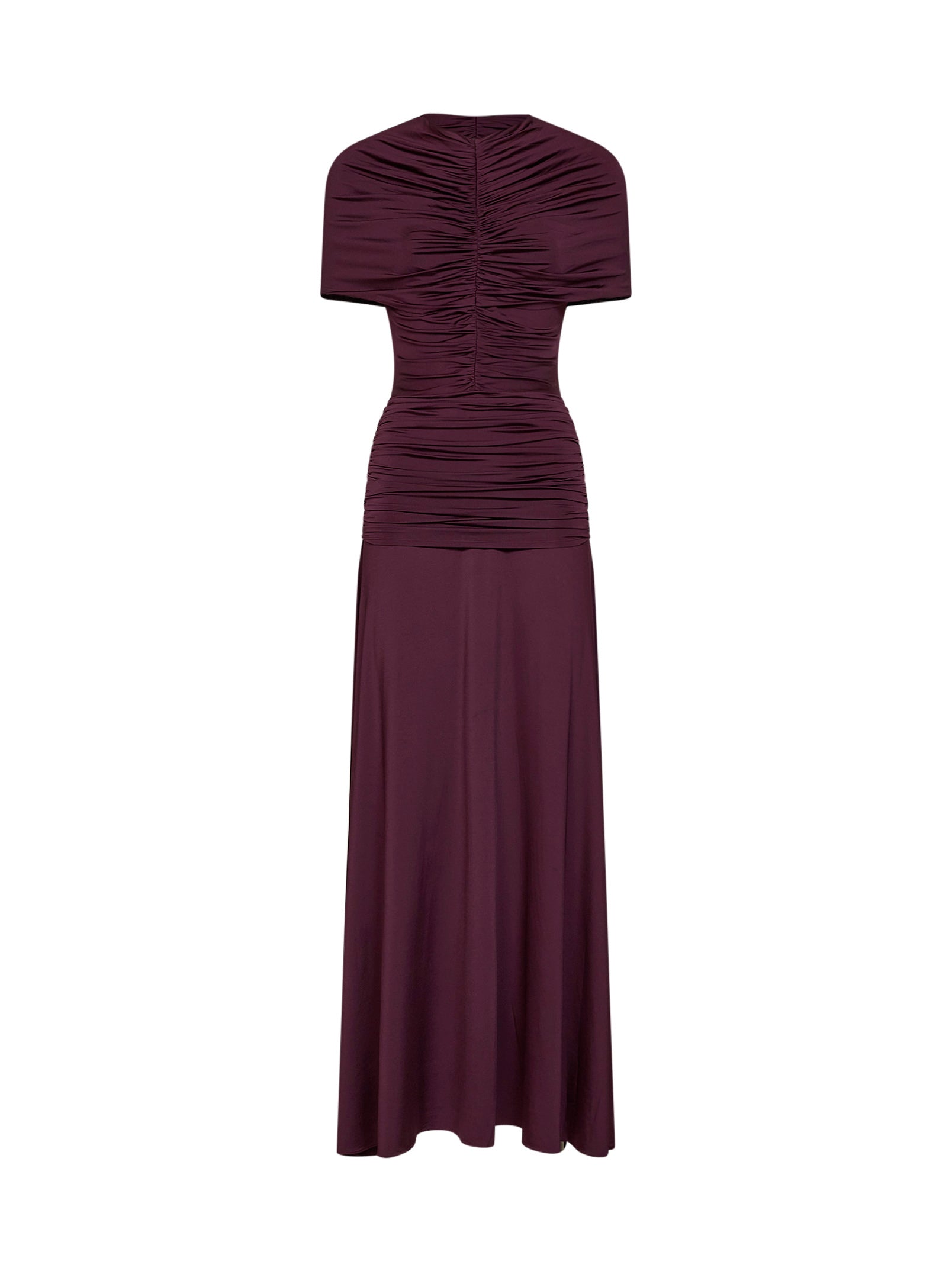 Self Portrait Women Burgundy Jersey Gathered Maxi Dress SELF-PORTRAIT