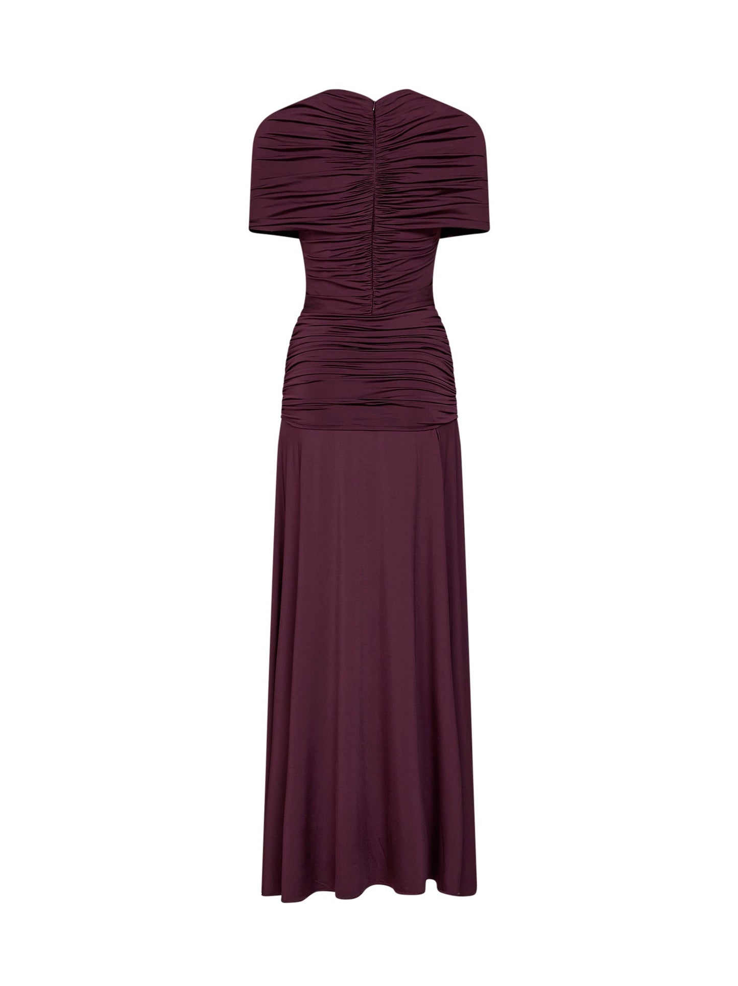 Self Portrait Women Burgundy Jersey Gathered Maxi Dress SELF-PORTRAIT