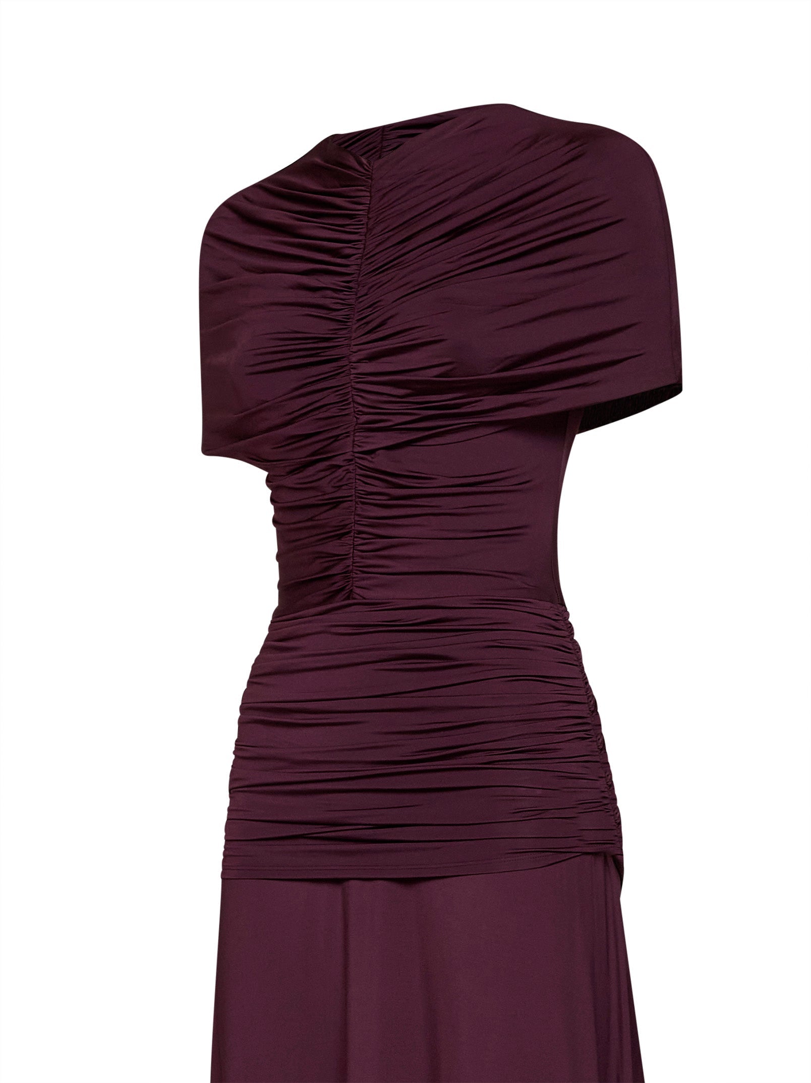 Self Portrait Women Burgundy Jersey Gathered Maxi Dress SELF-PORTRAIT