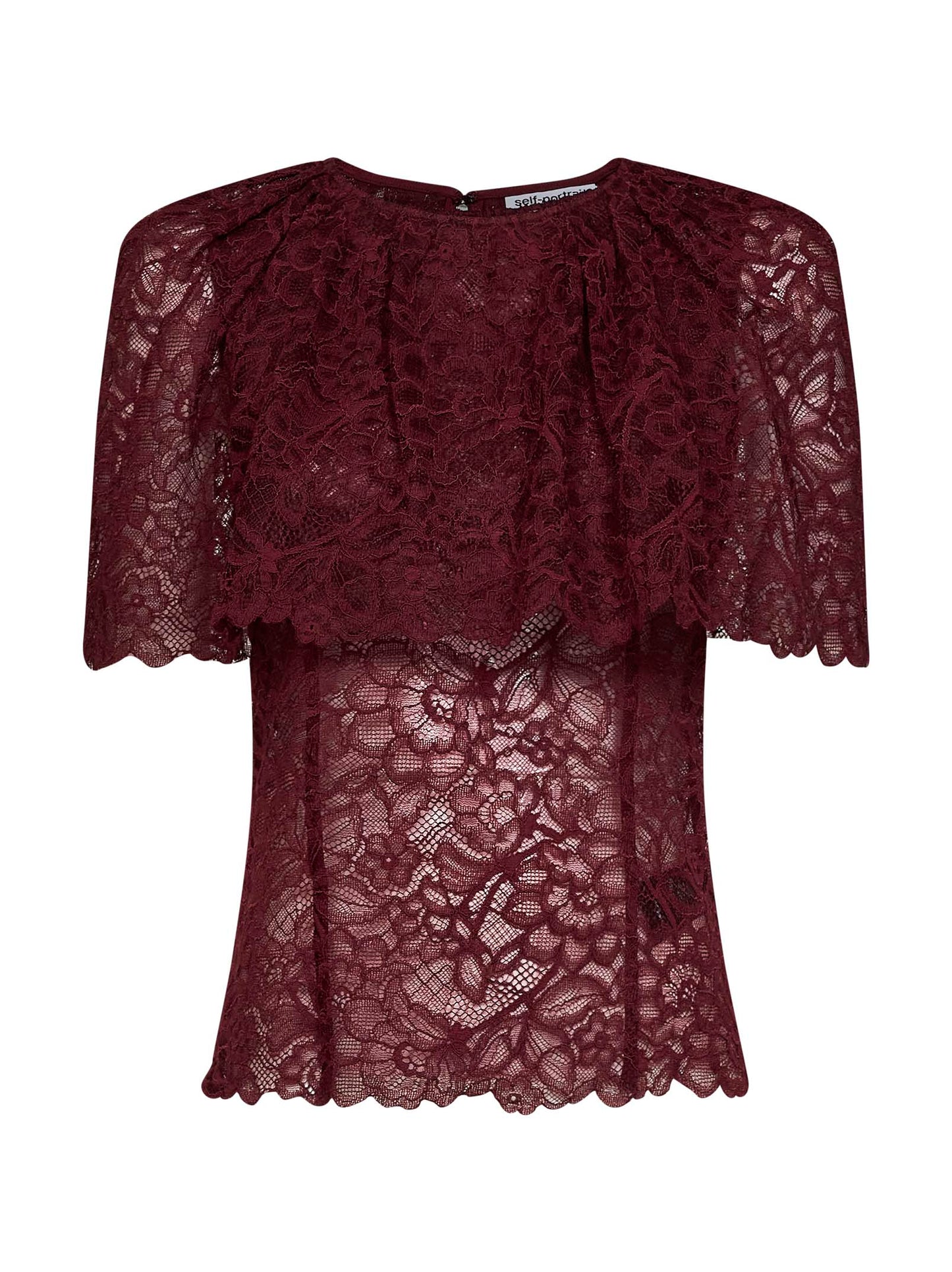 Self Portrait Women Burgundy Lace Cape Top SELF-PORTRAIT