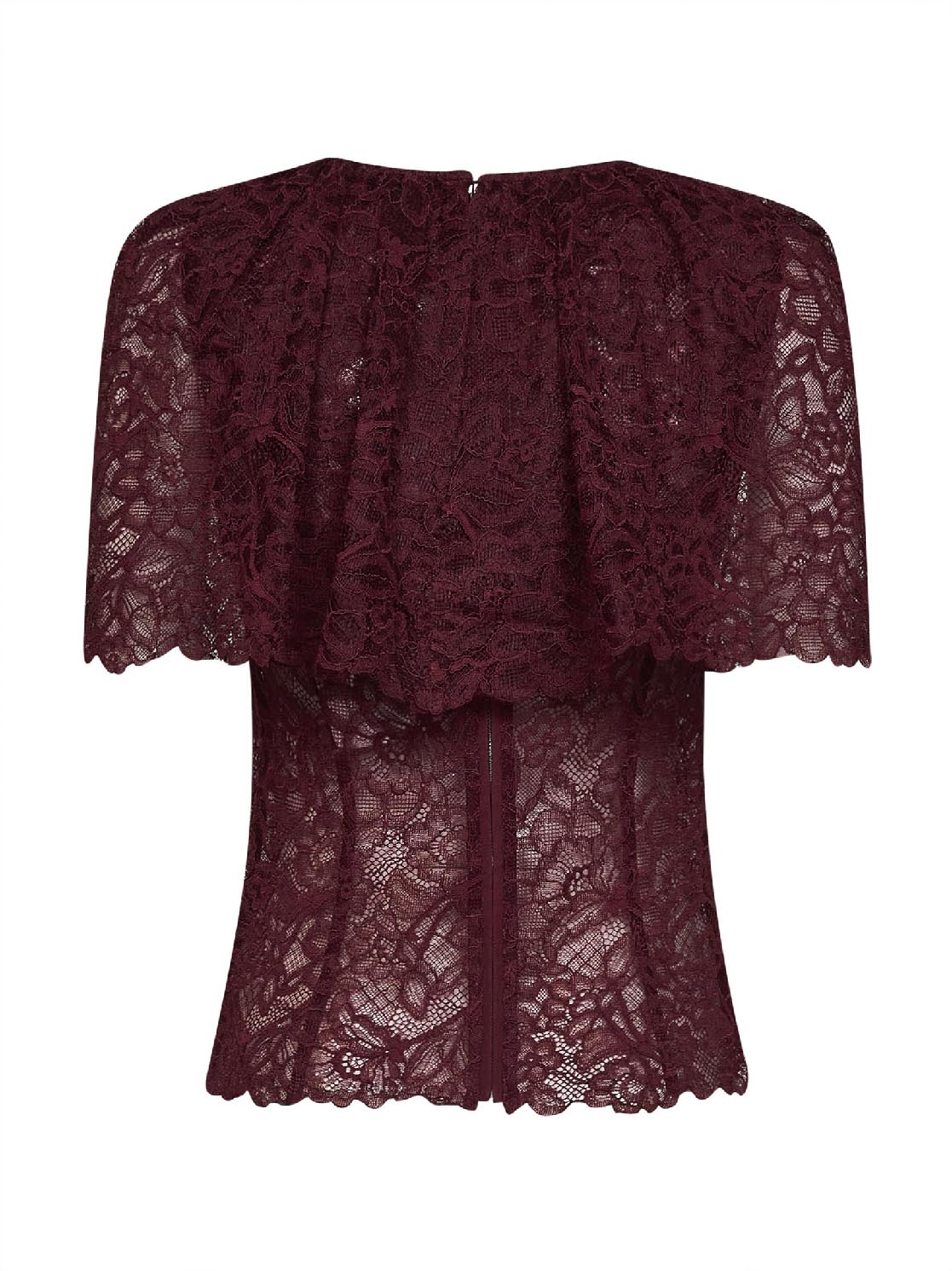 Self Portrait Women Burgundy Lace Cape Top SELF-PORTRAIT
