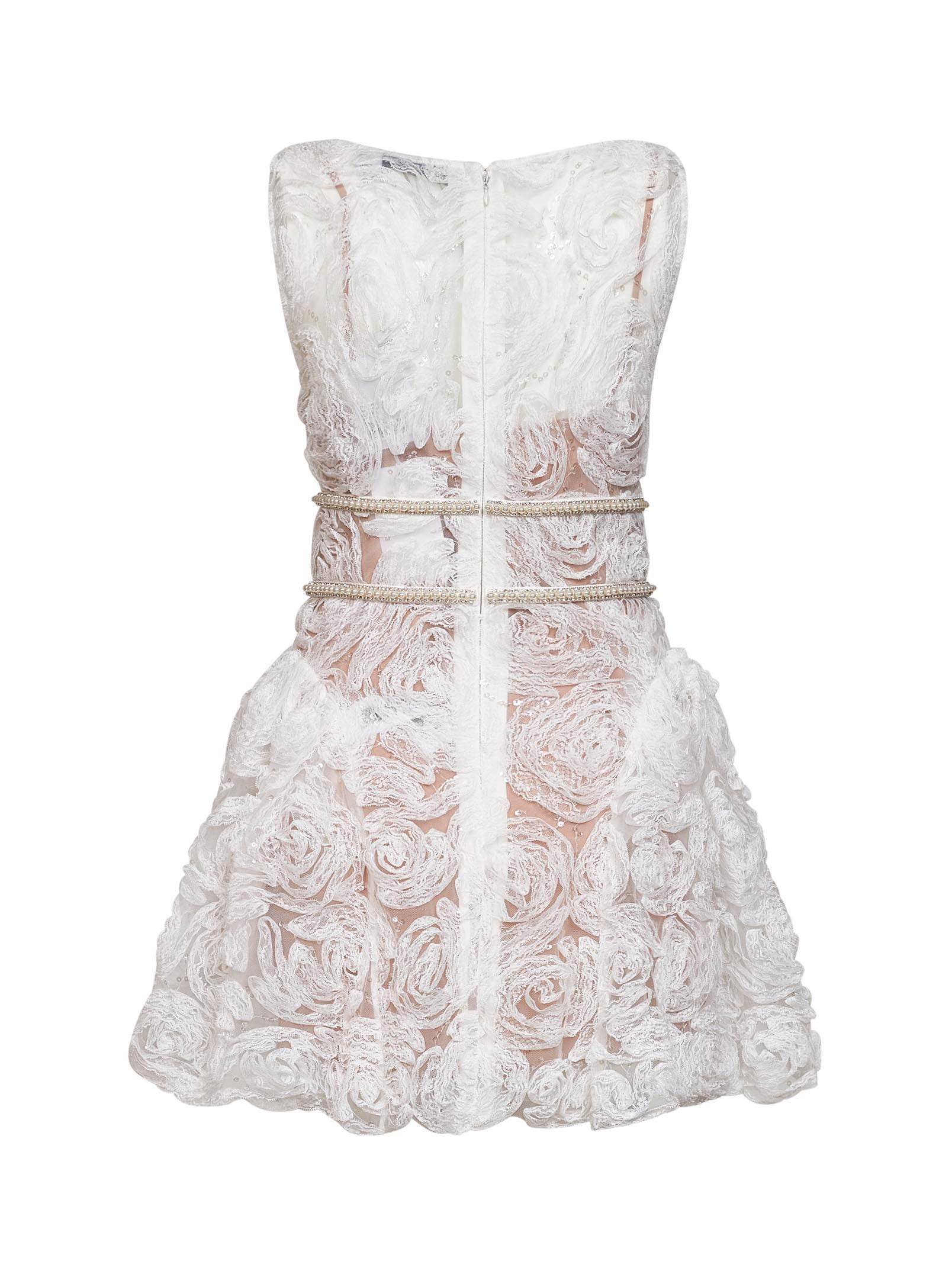 Self Portrait Women White Sequin Tulle And Lace Mini Dress SELF-PORTRAIT
