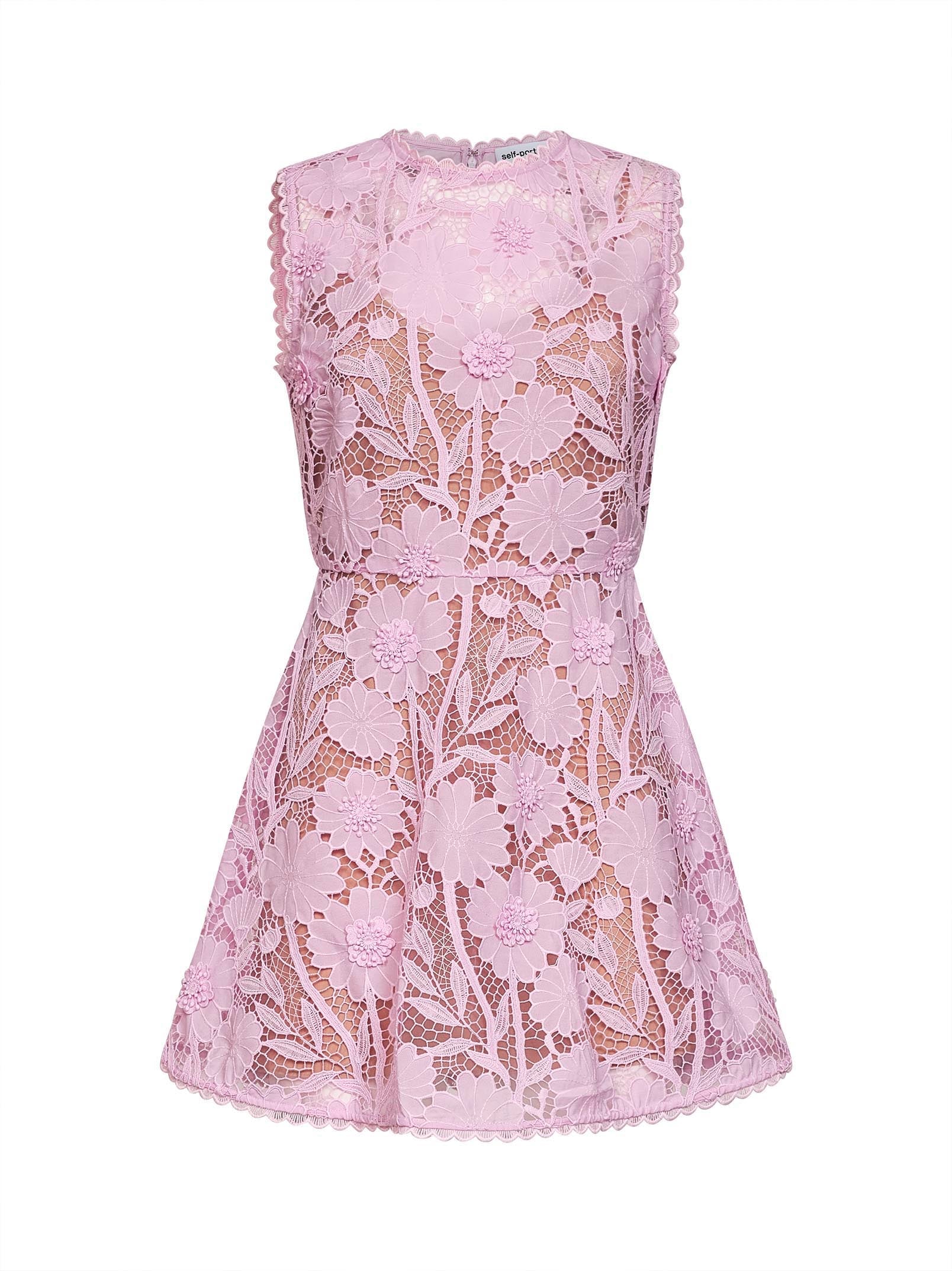 Self Portrait Women Pink Macramé Lace Mini Dress SELF-PORTRAIT