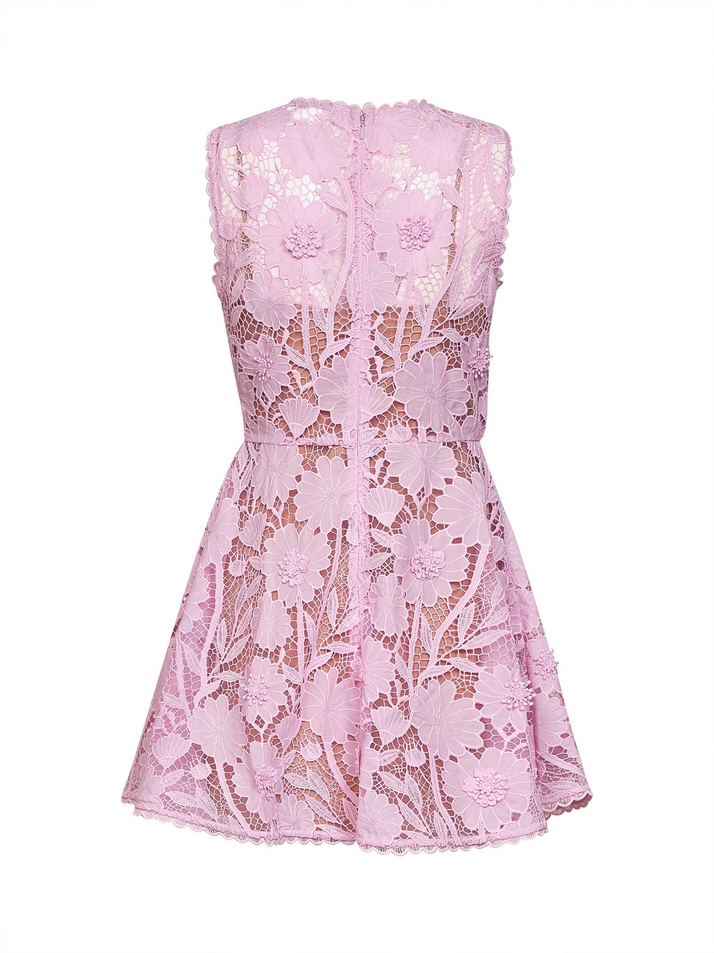 Self Portrait Women Pink Macramé Lace Mini Dress SELF-PORTRAIT