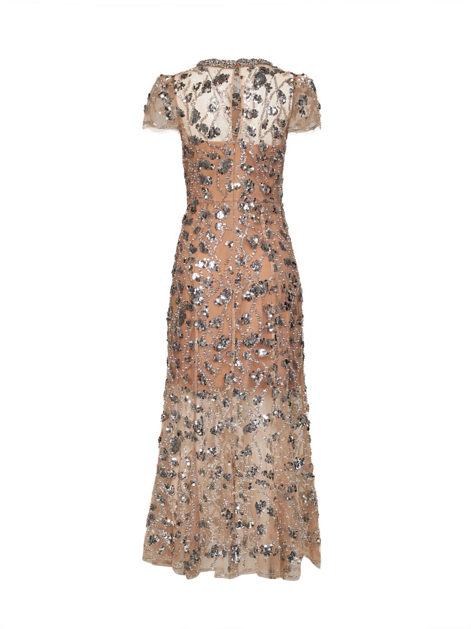 Self Portrait Women Silver Sequin-Embellished Tulle Midi Dress SELF-PORTRAIT