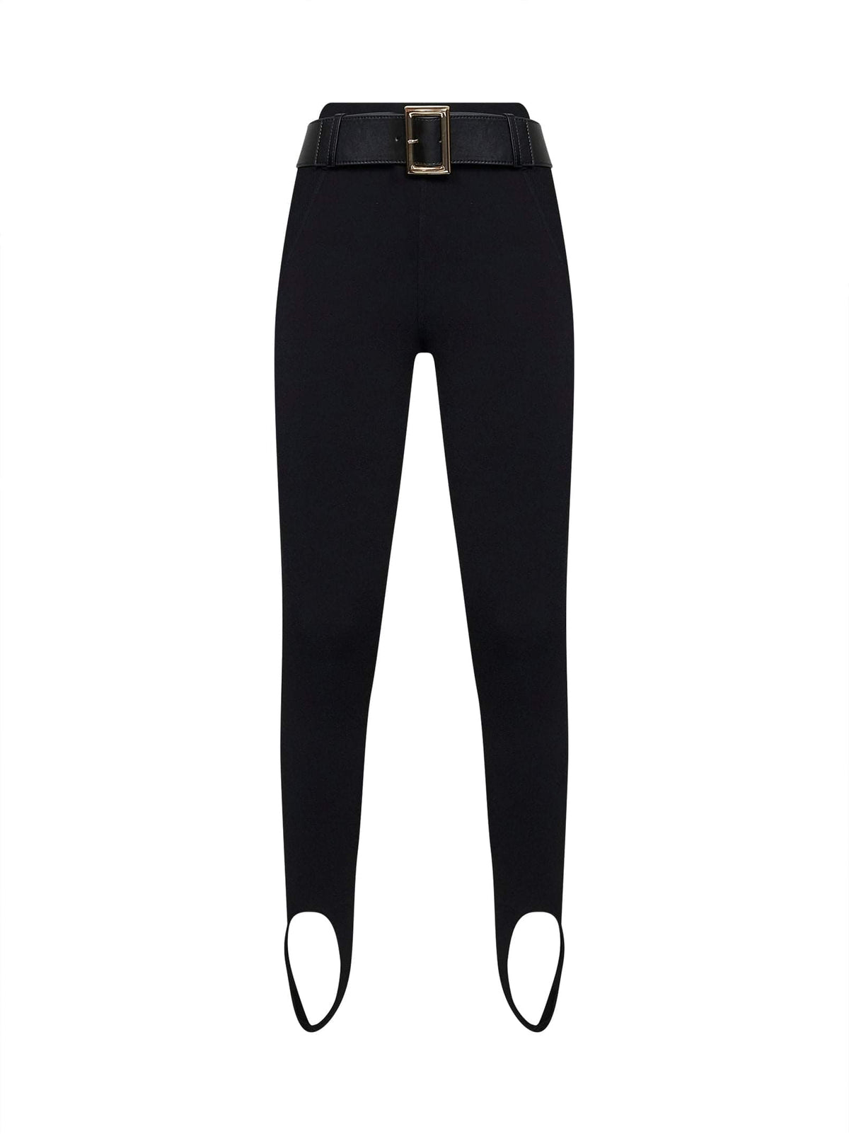 Self Portrait Women Black Compact Knit Stirrup Leggings SELF-PORTRAIT