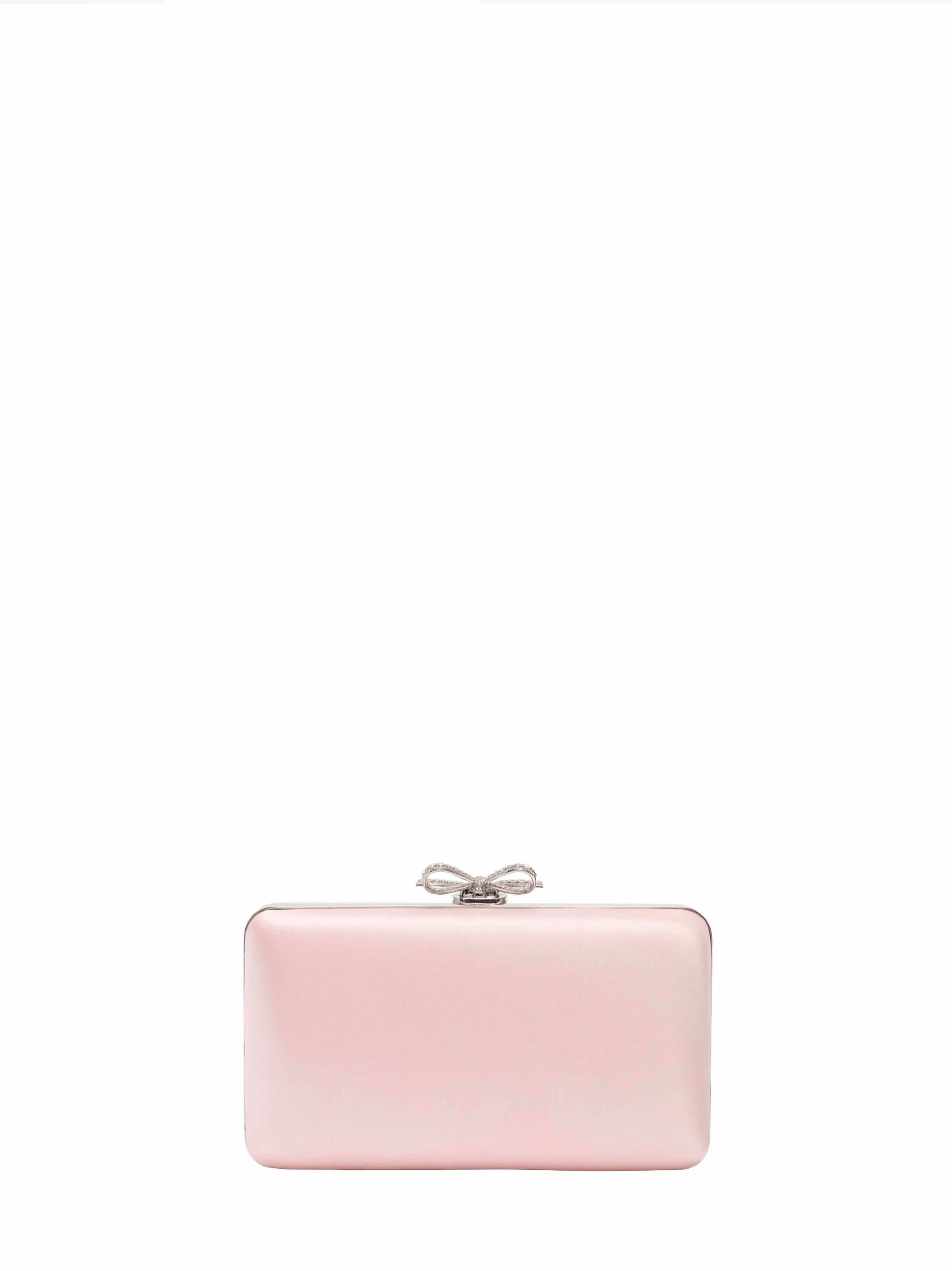 Self Portrait Women Pink Clutch Bag With Shoulder Strap And Crystal Bow SELF-PORTRAIT