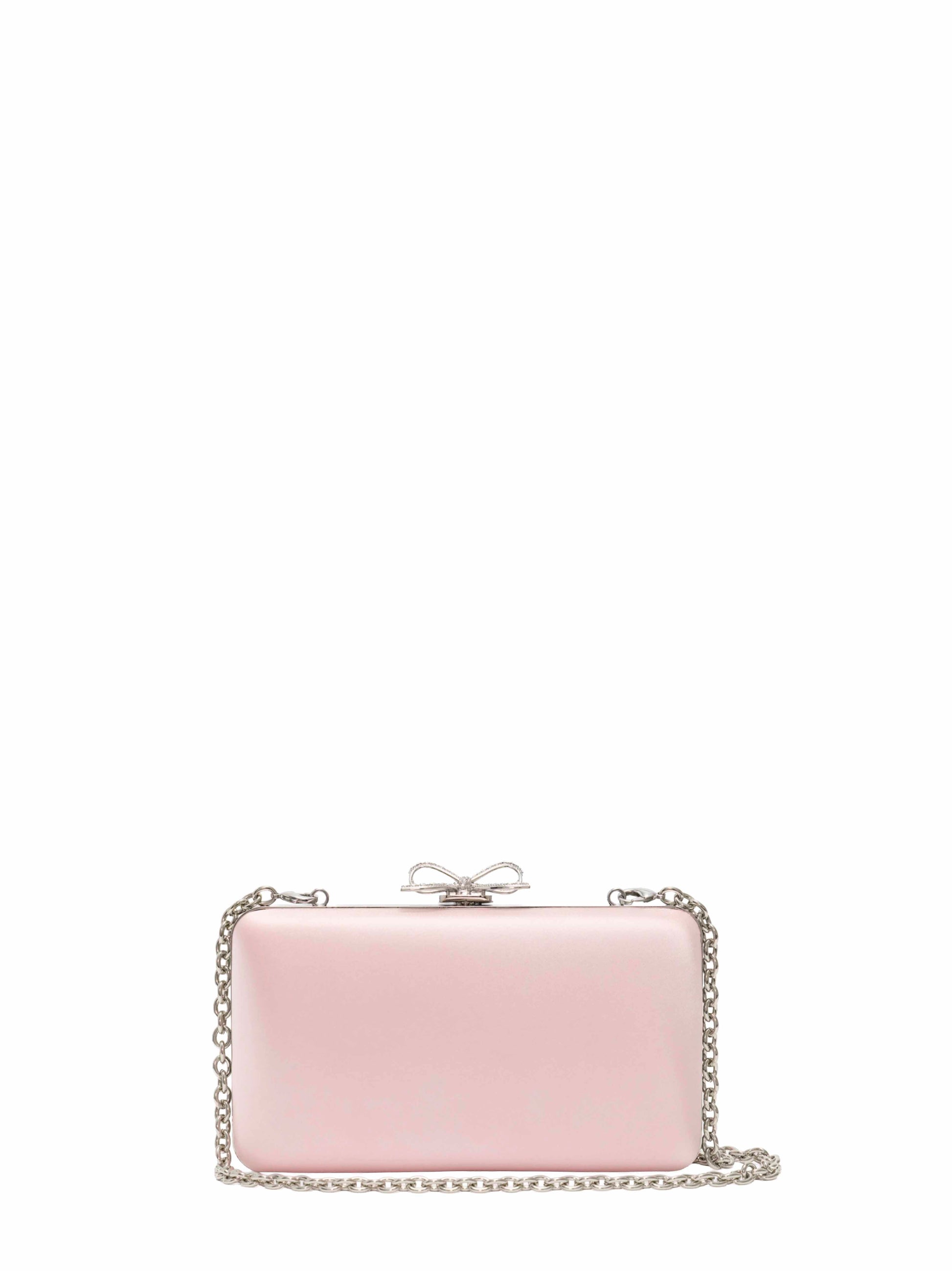Self Portrait Women Pink Clutch Bag With Shoulder Strap And Crystal Bow SELF-PORTRAIT