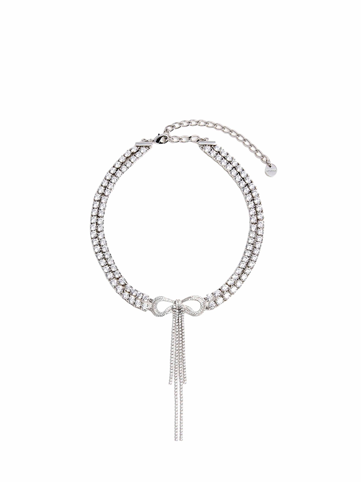 Self Portrait Women Silver Doublecrystal Bow Choker Necklace SELF-PORTRAIT