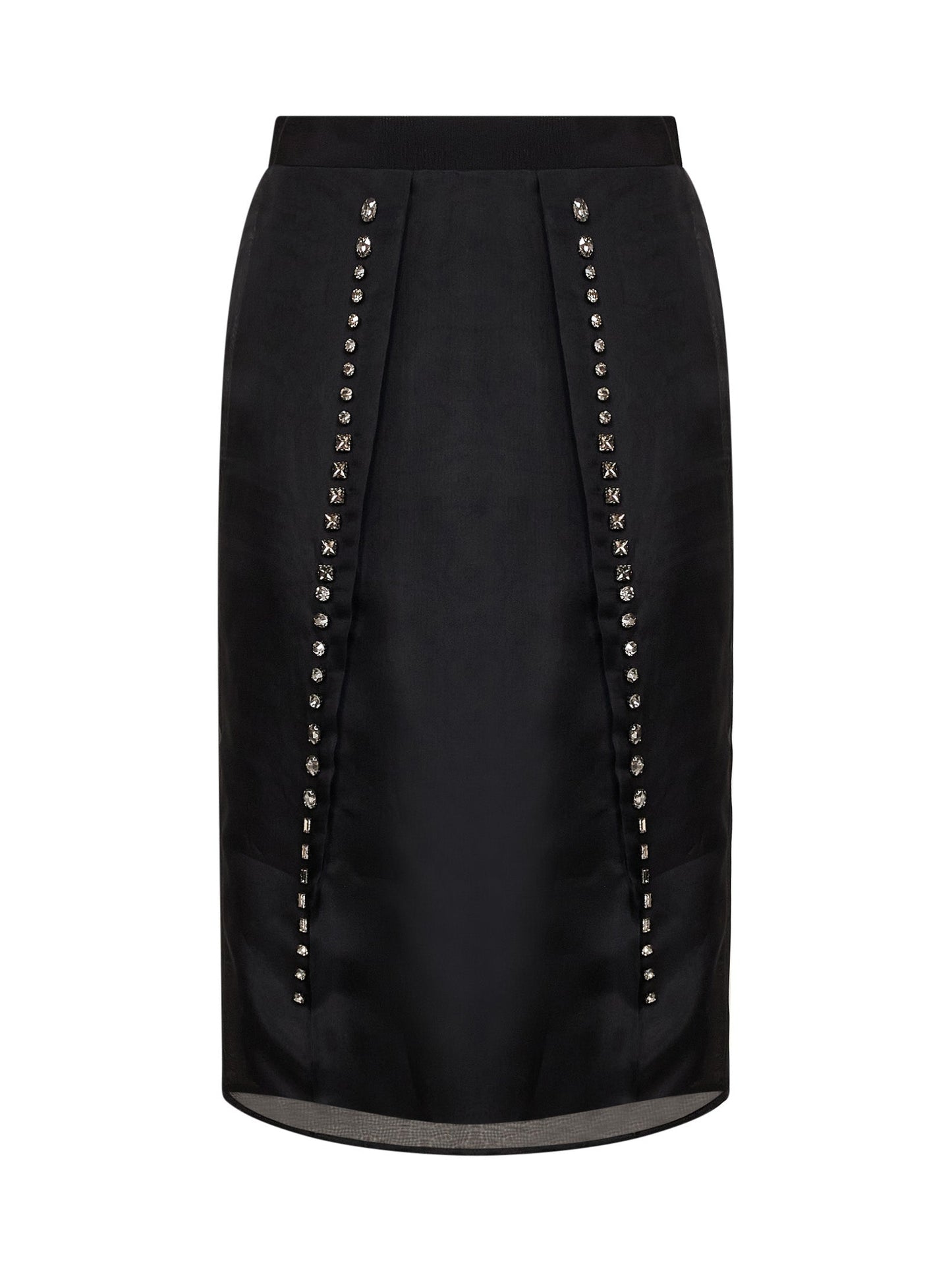 Stella Mccartney Women Black Crystal-Embellished Silk Organza Midi Skirt STELLA MCCARTNEY