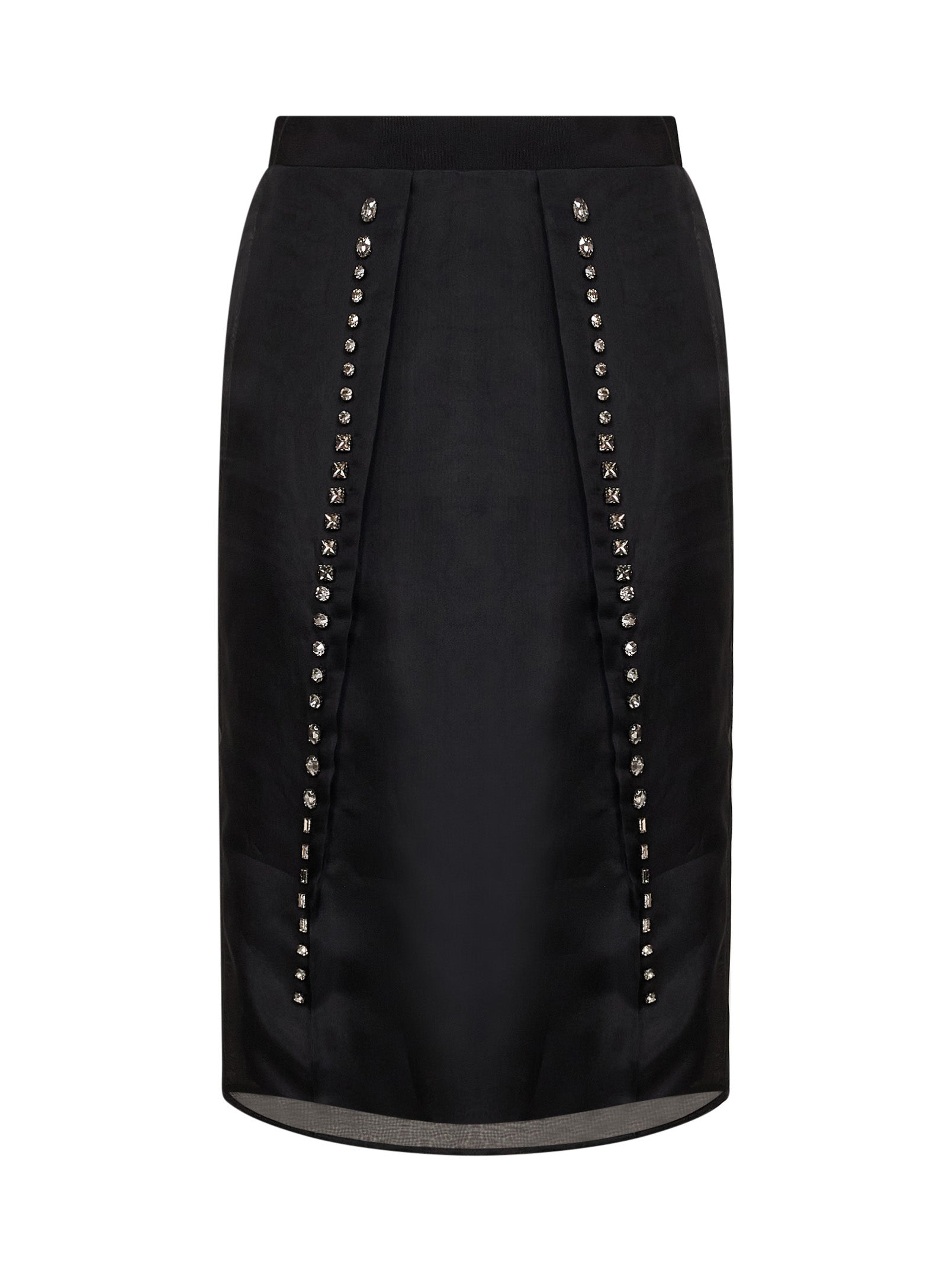Stella Mccartney Women Black Crystal-Embellished Silk Organza Midi Skirt STELLA MCCARTNEY