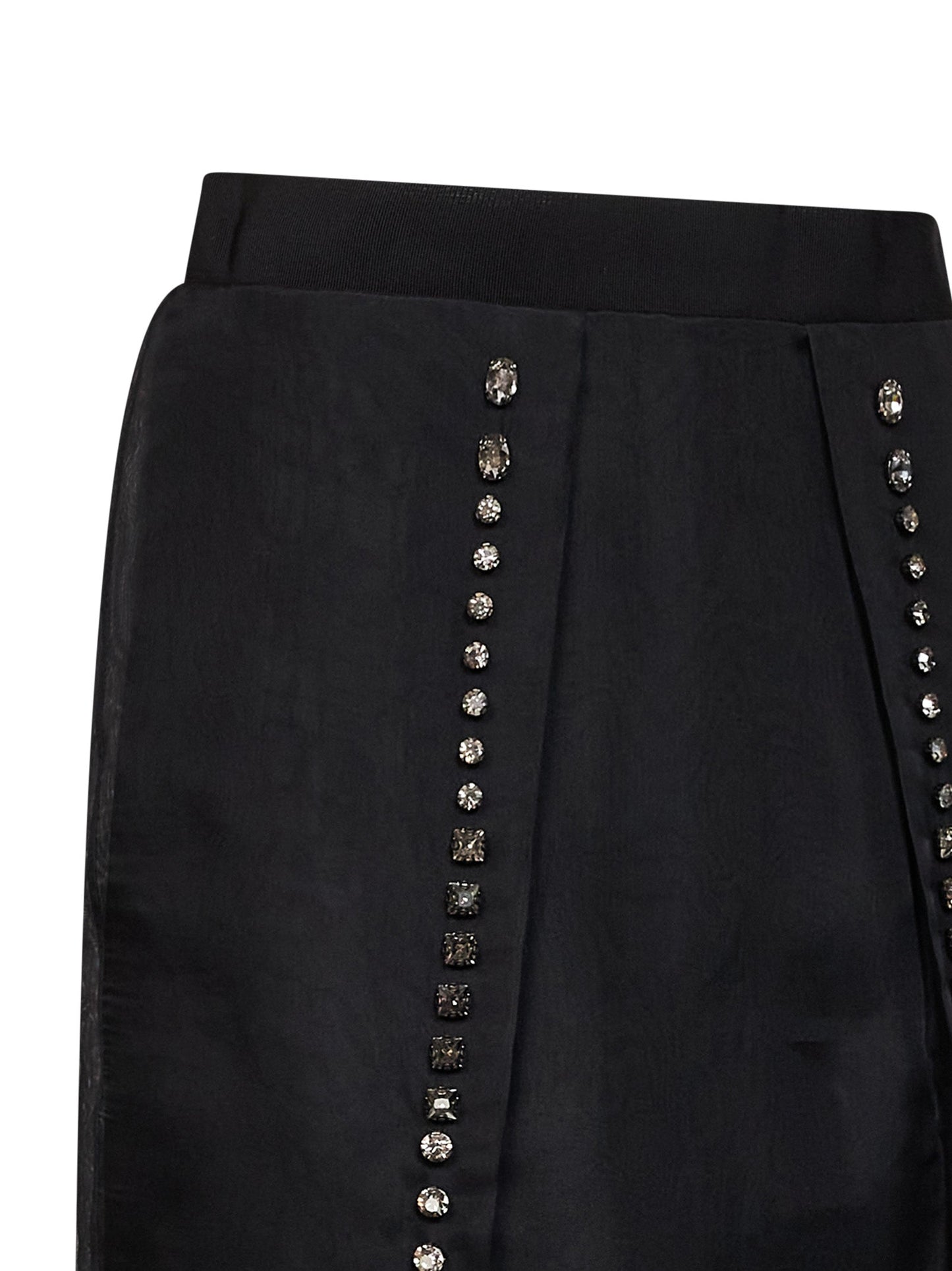 Stella Mccartney Women Black Crystal-Embellished Silk Organza Midi Skirt STELLA MCCARTNEY